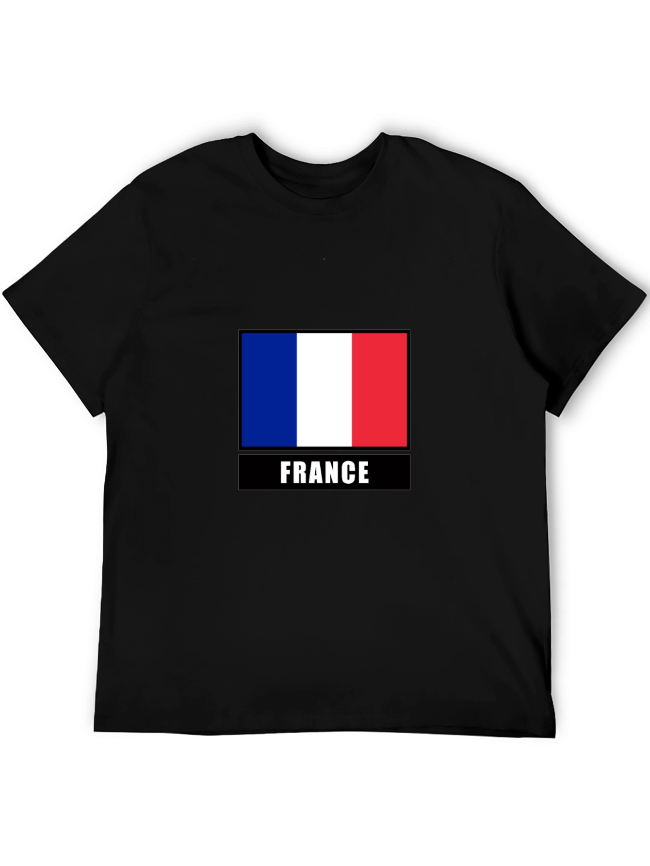 France Flag Graphic Tee - Black Cotton T-Shirt