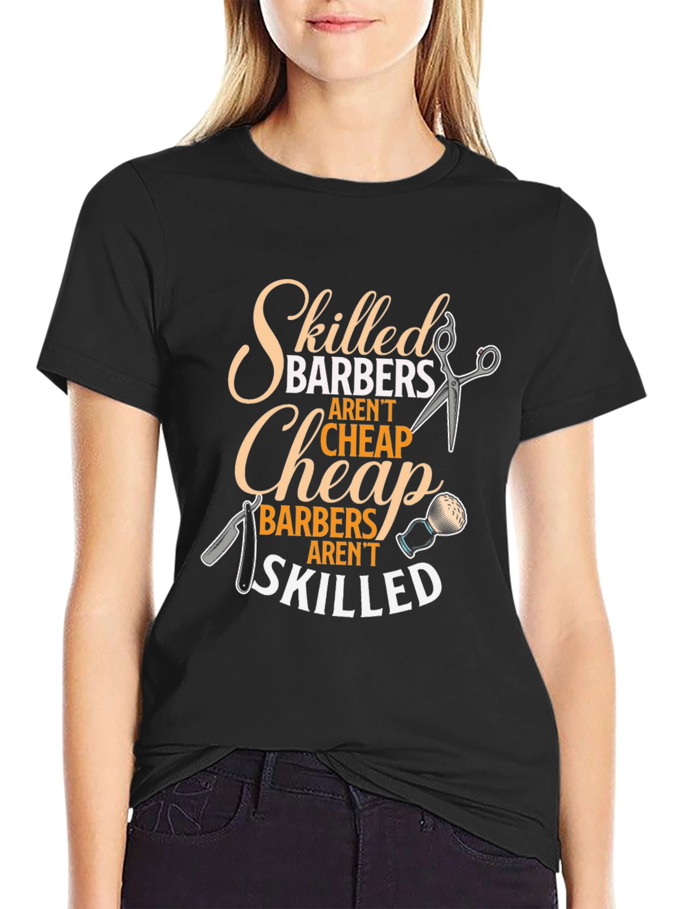 Skilled Barbers Graphic Tee - Black Crew Neck T-Shirt