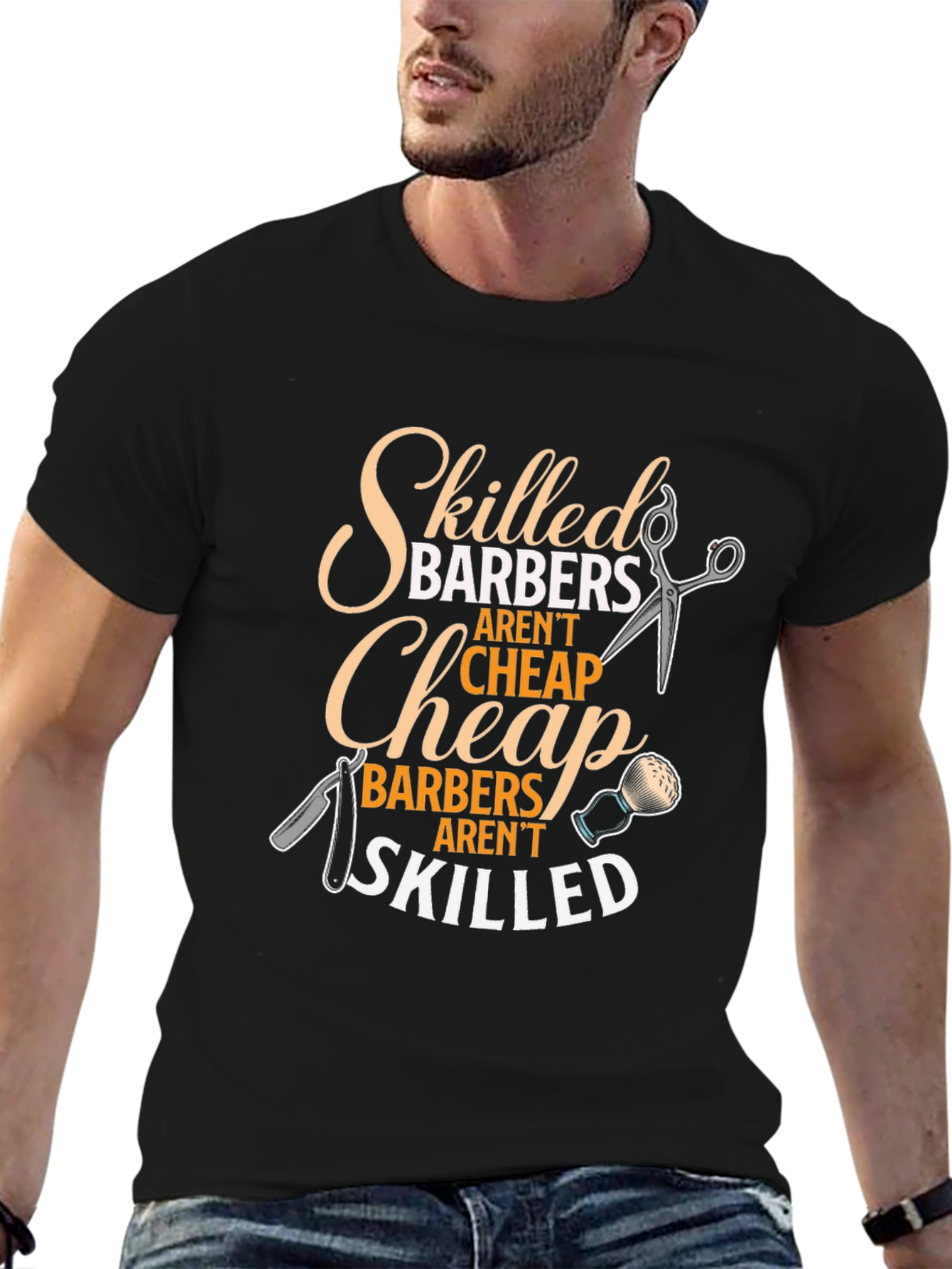 Skilled Barbers Graphic Tee - Black Crew Neck T-Shirt