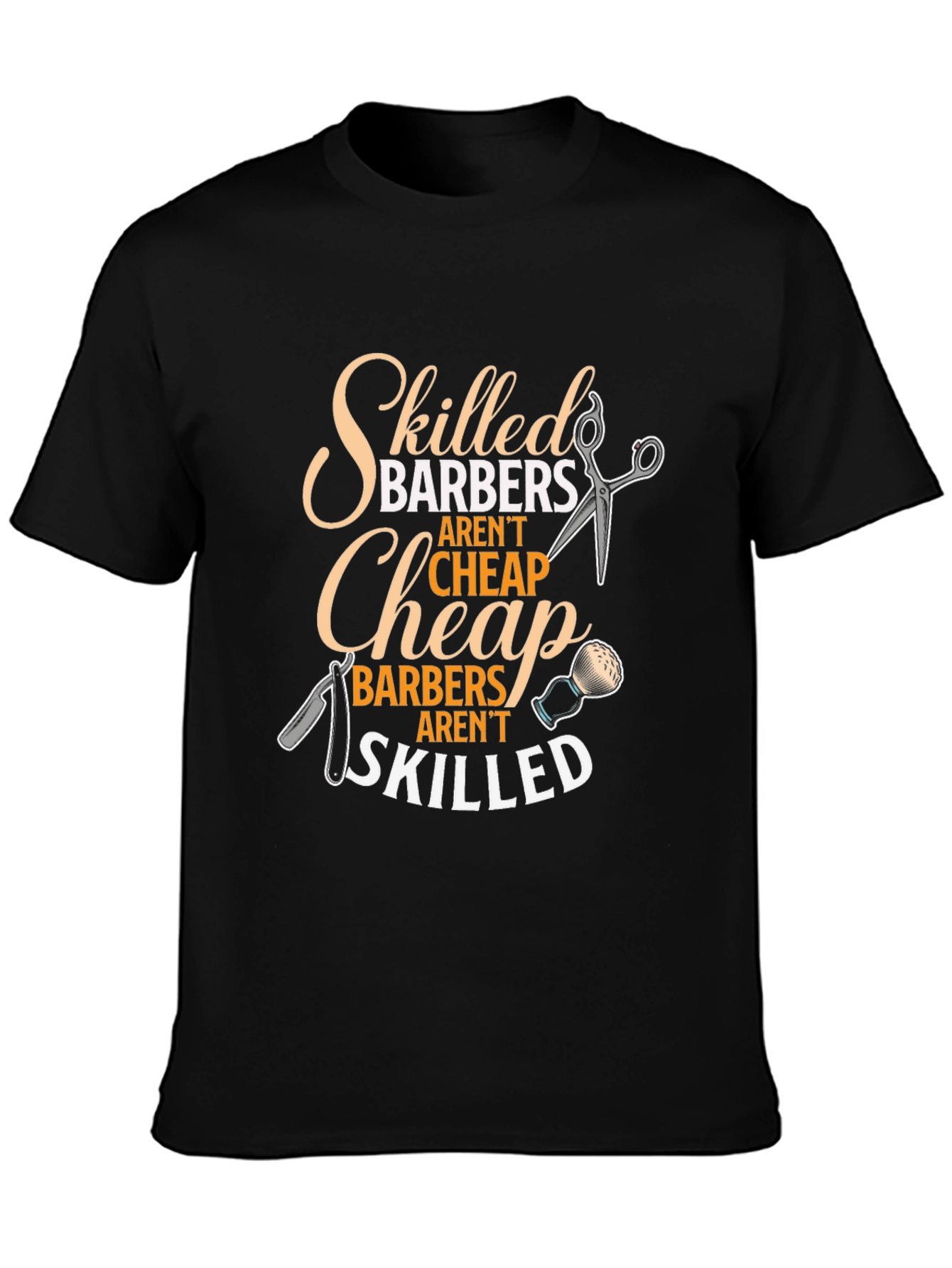Skilled Barbers Graphic Tee - Black Crew Neck T-Shirt