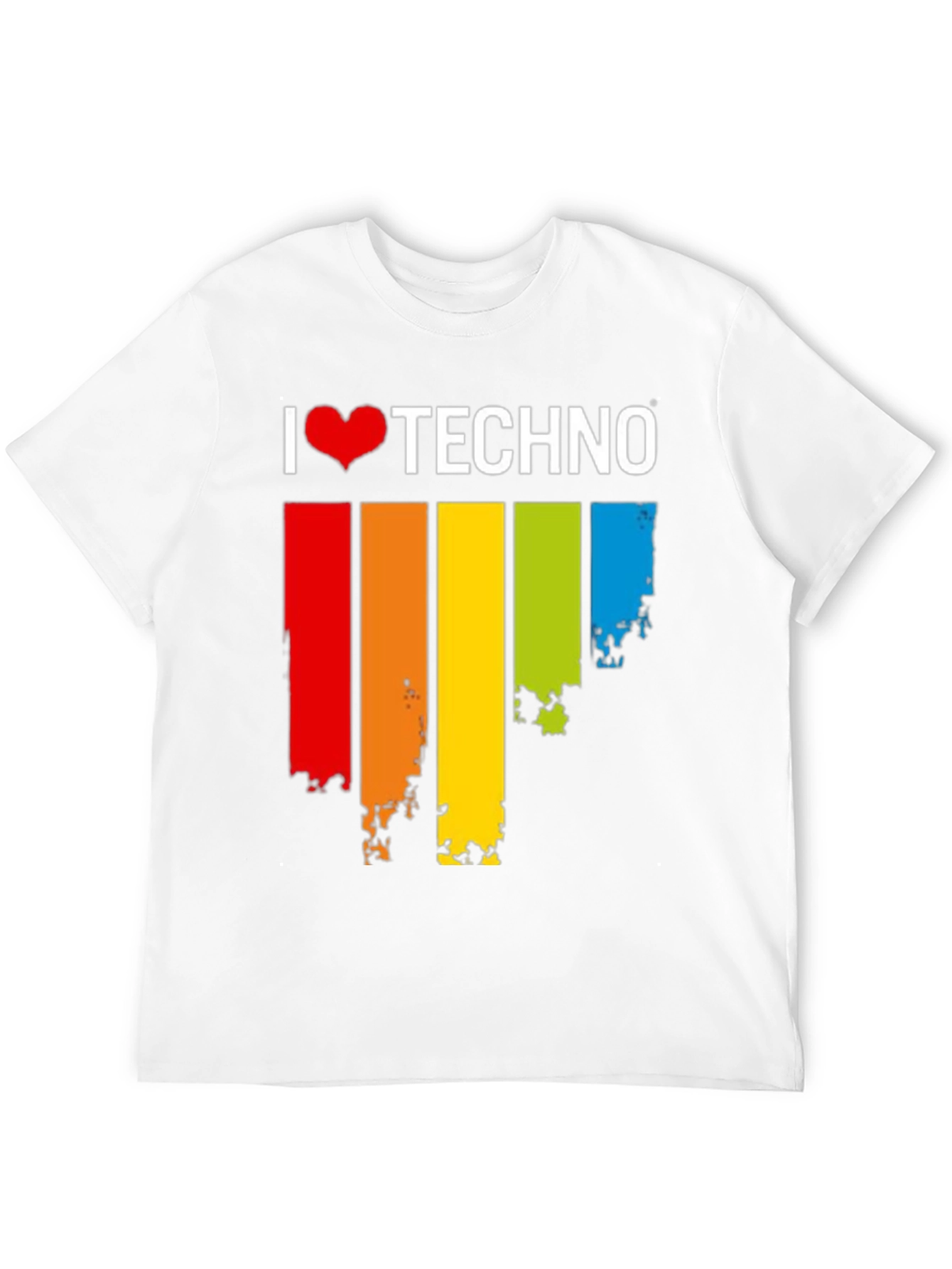 I Love Techno Rainbow Grunge T-Shirt