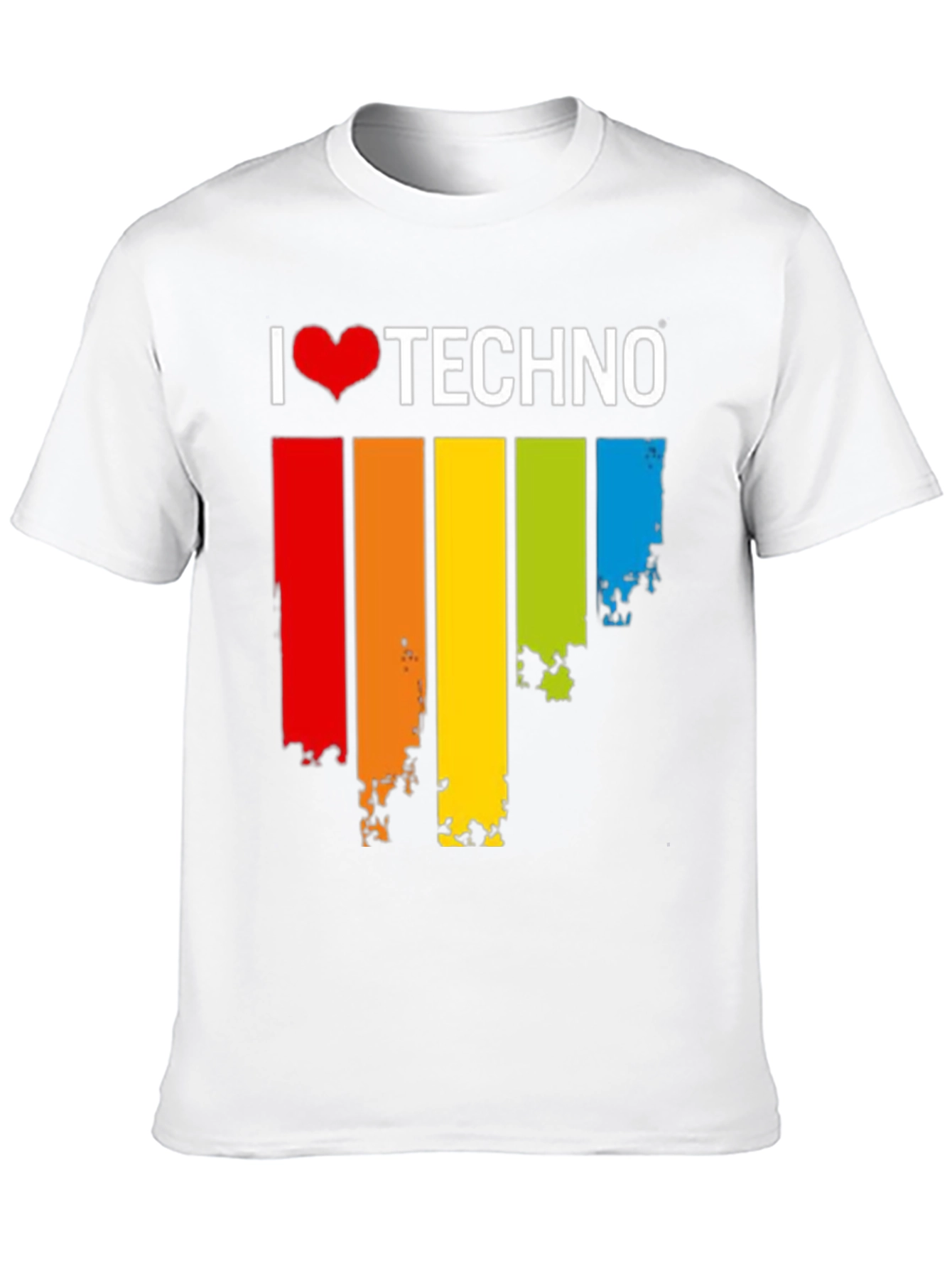 I Love Techno Rainbow Grunge T-Shirt