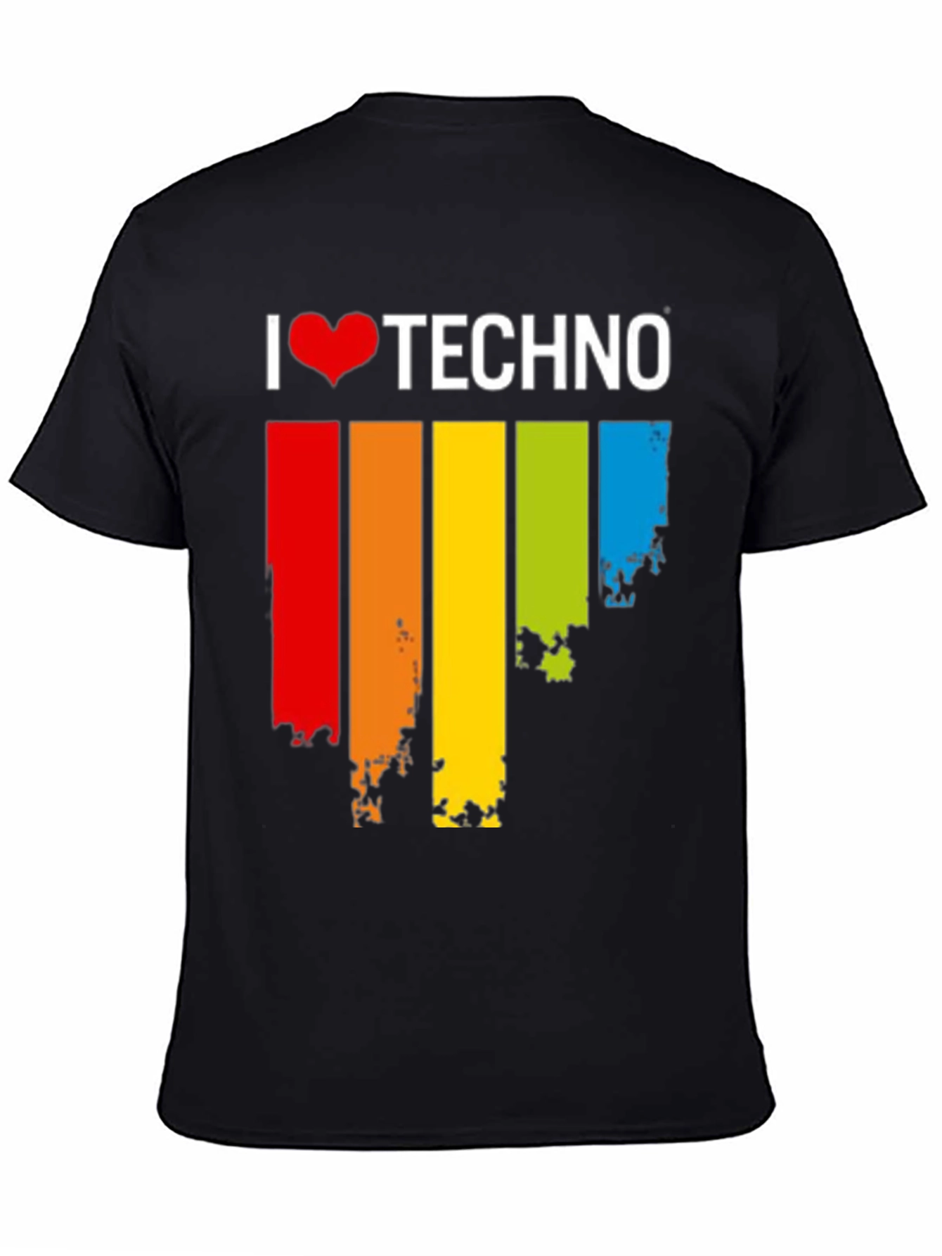 I Love Techno Rainbow Grunge T-Shirt