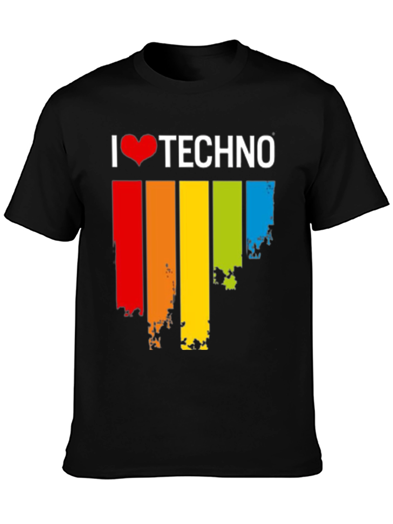 I Love Techno Rainbow Grunge T-Shirt