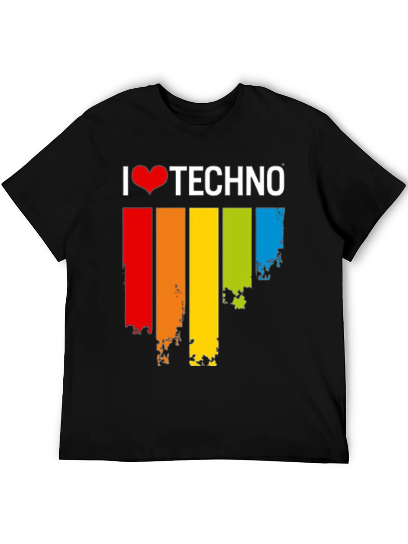I Love Techno Rainbow Grunge T-Shirt
