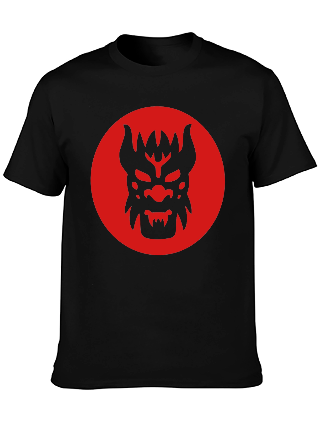 Black T-Shirt with Red Oni Mask Design