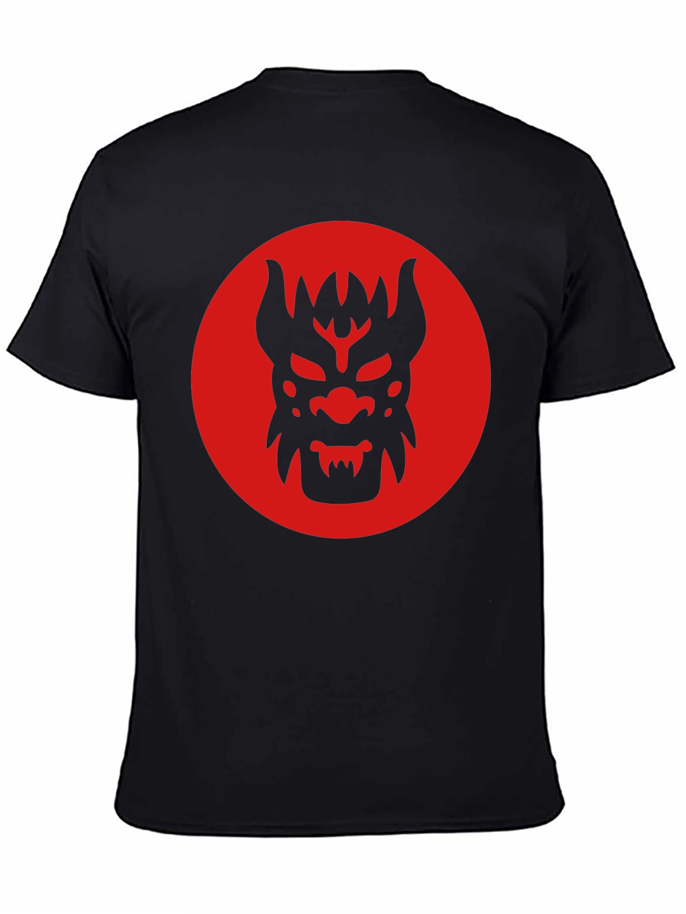 Black T-Shirt with Red Oni Mask Design