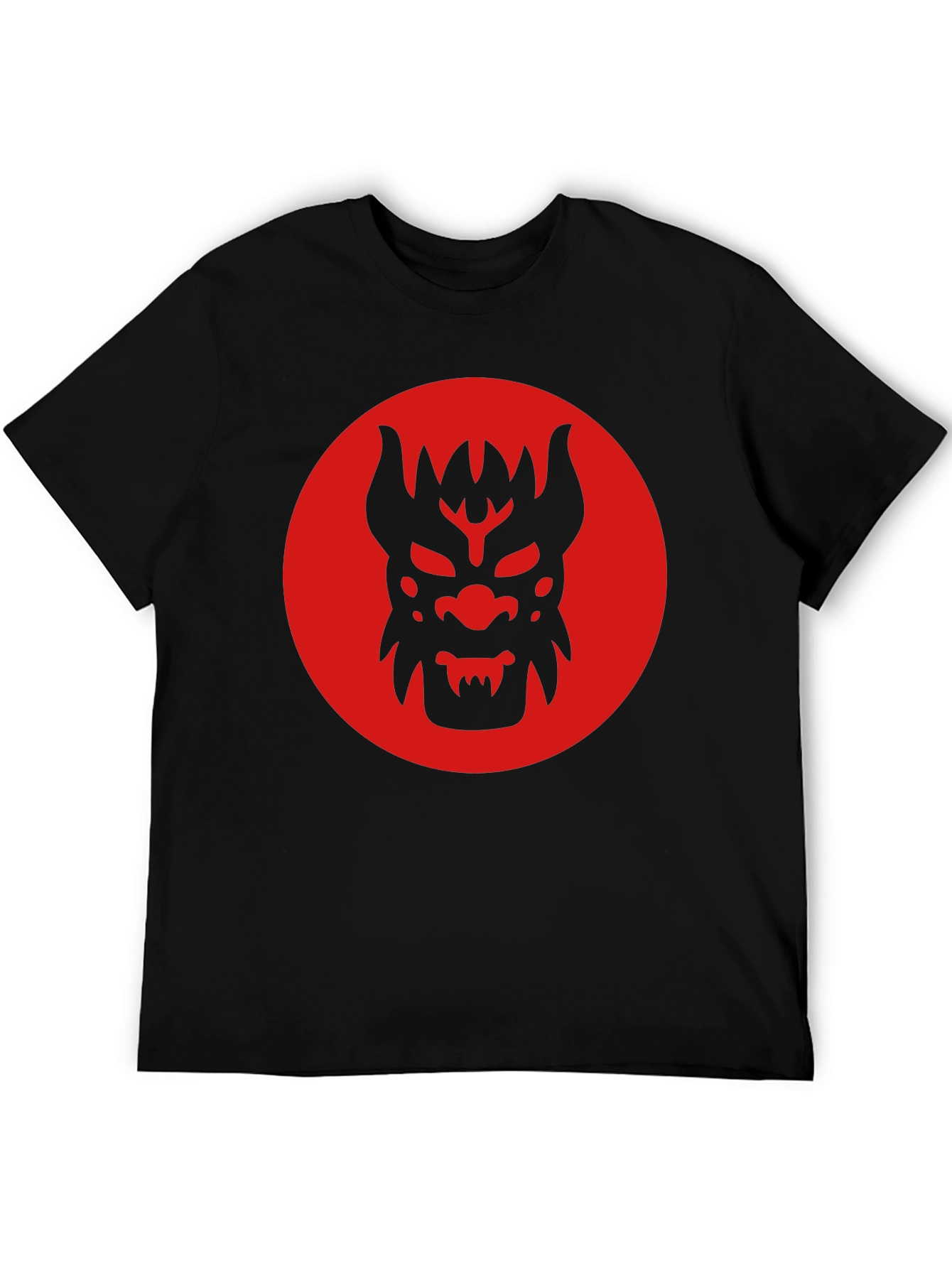 Black T-Shirt with Red Oni Mask Design