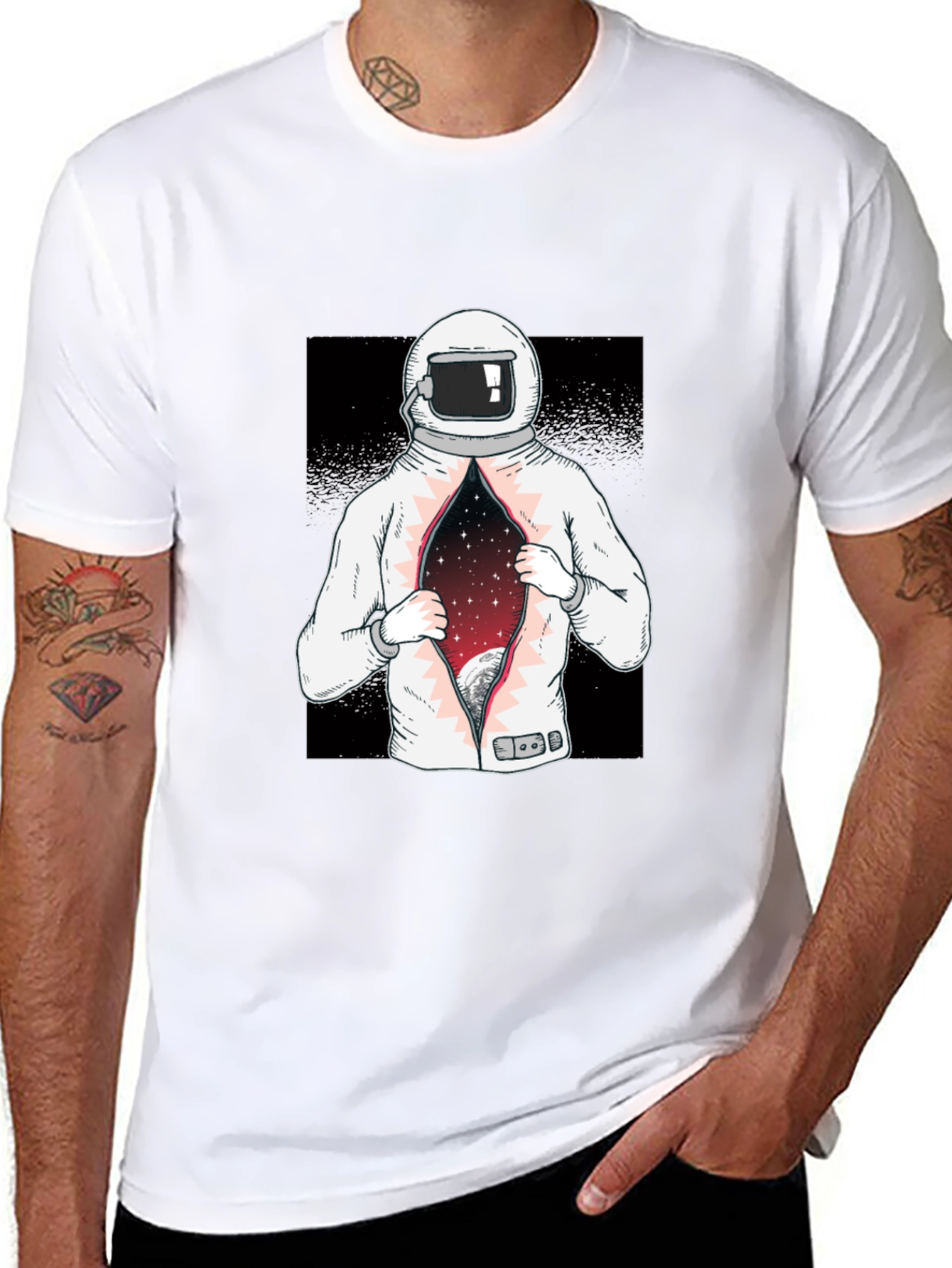 Astronaut Space Galaxy T-Shirt - Black Graphic Tee
