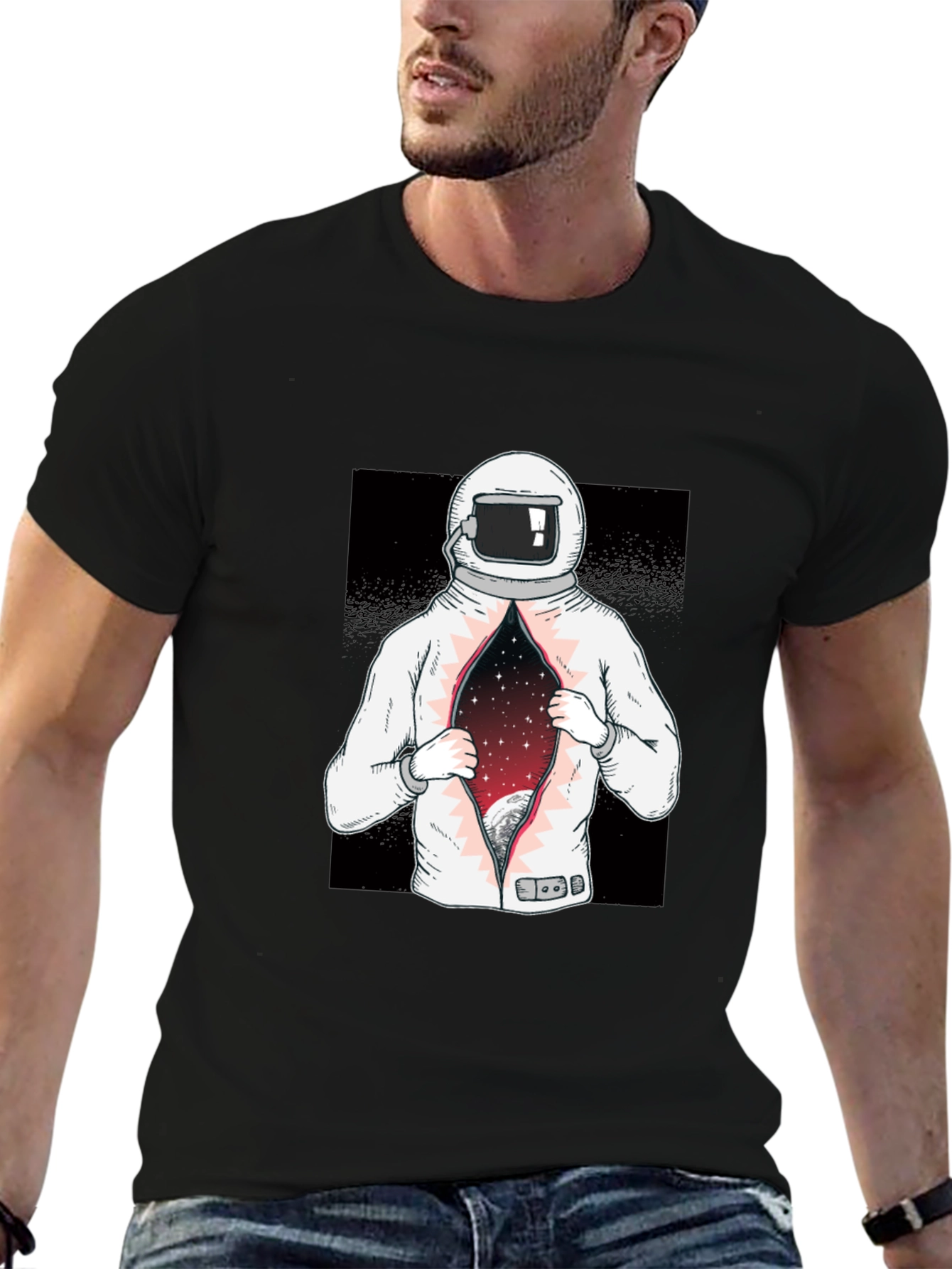Astronaut Space Galaxy T-Shirt - Black Graphic Tee