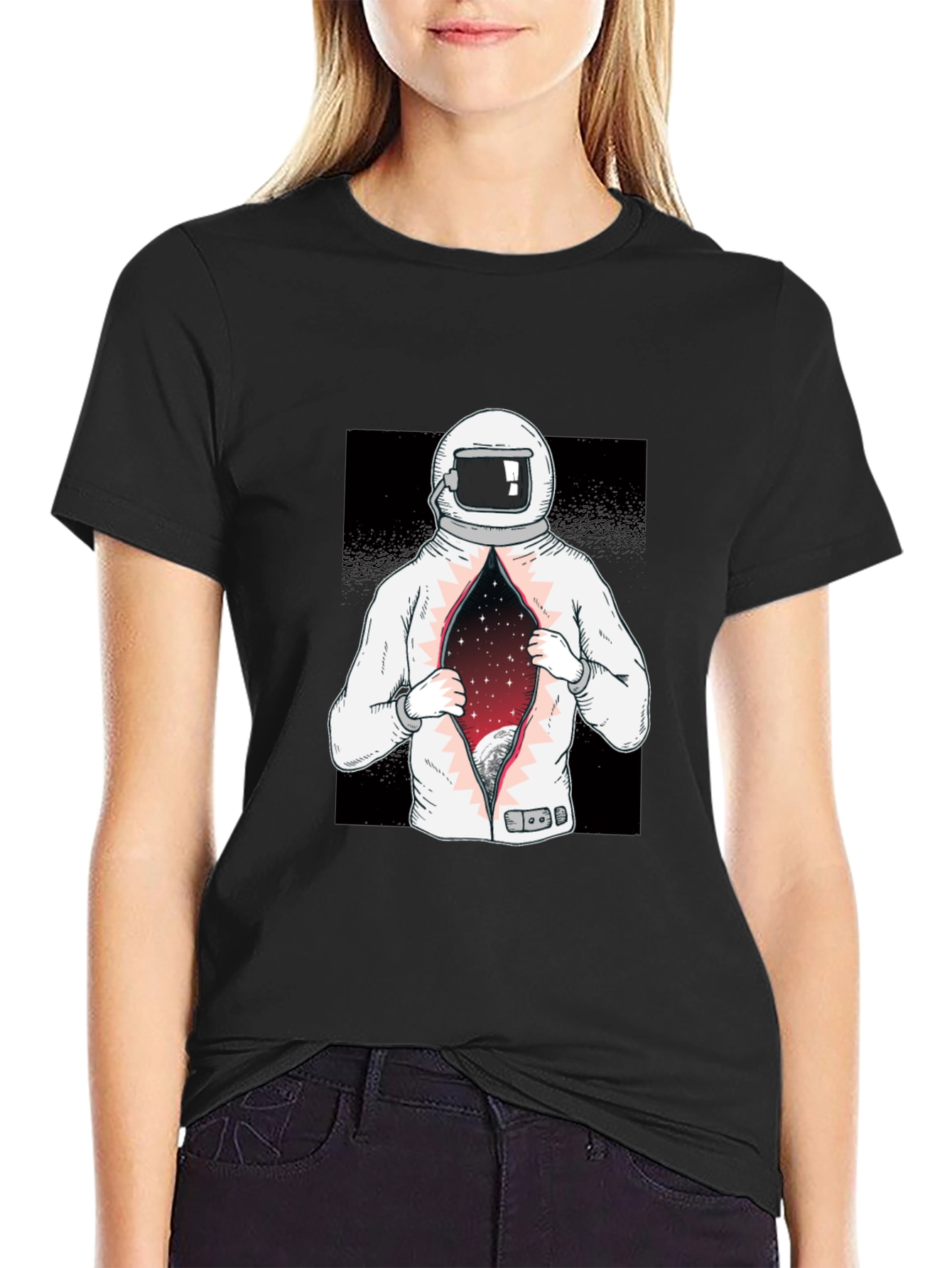 Astronaut Space Galaxy T-Shirt - Black Graphic Tee