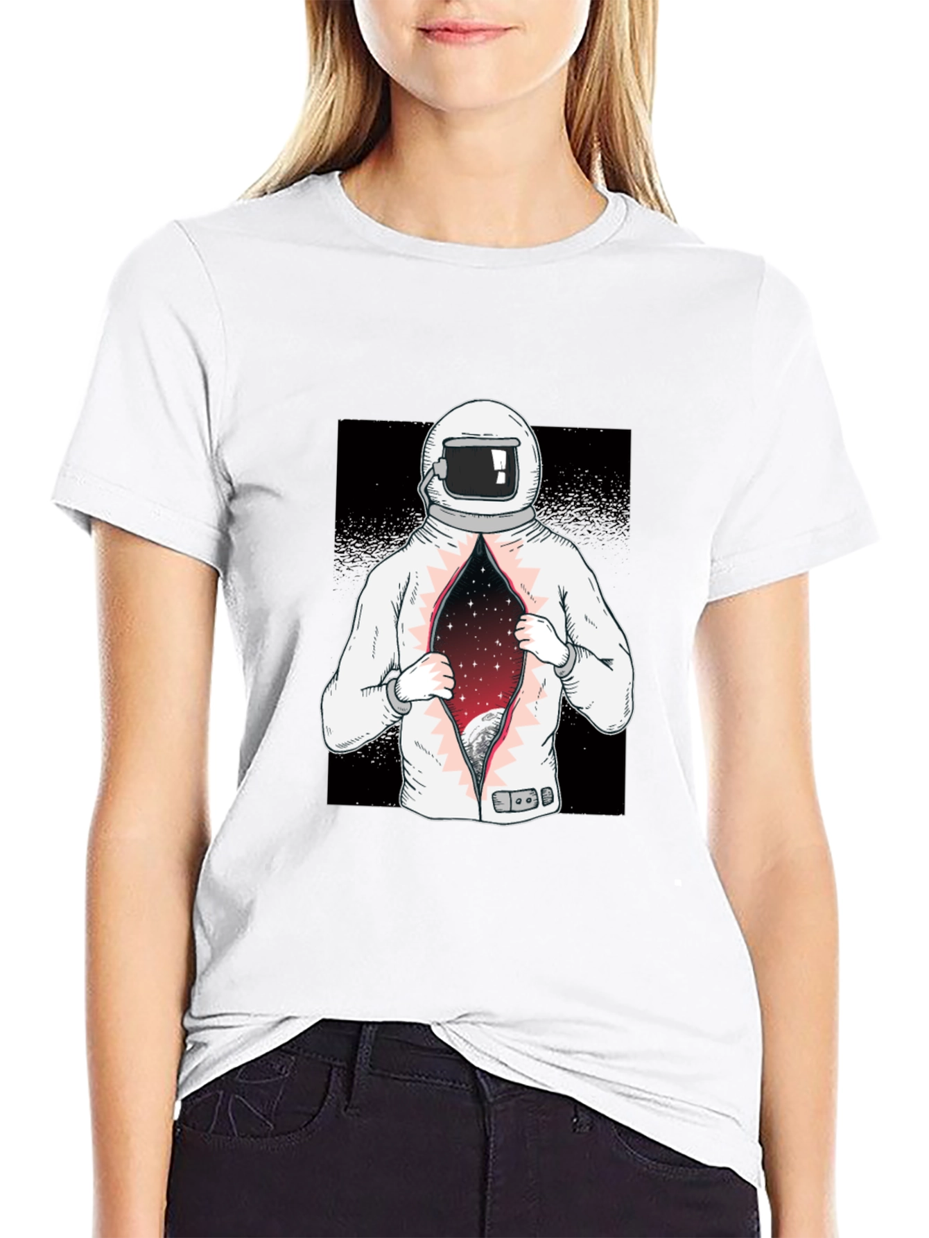 Astronaut Space Galaxy T-Shirt - Black Graphic Tee
