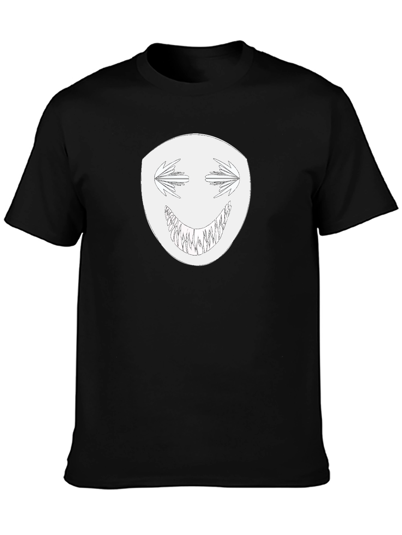 Mens Black T-Shirt with Creepy Grin Graphic