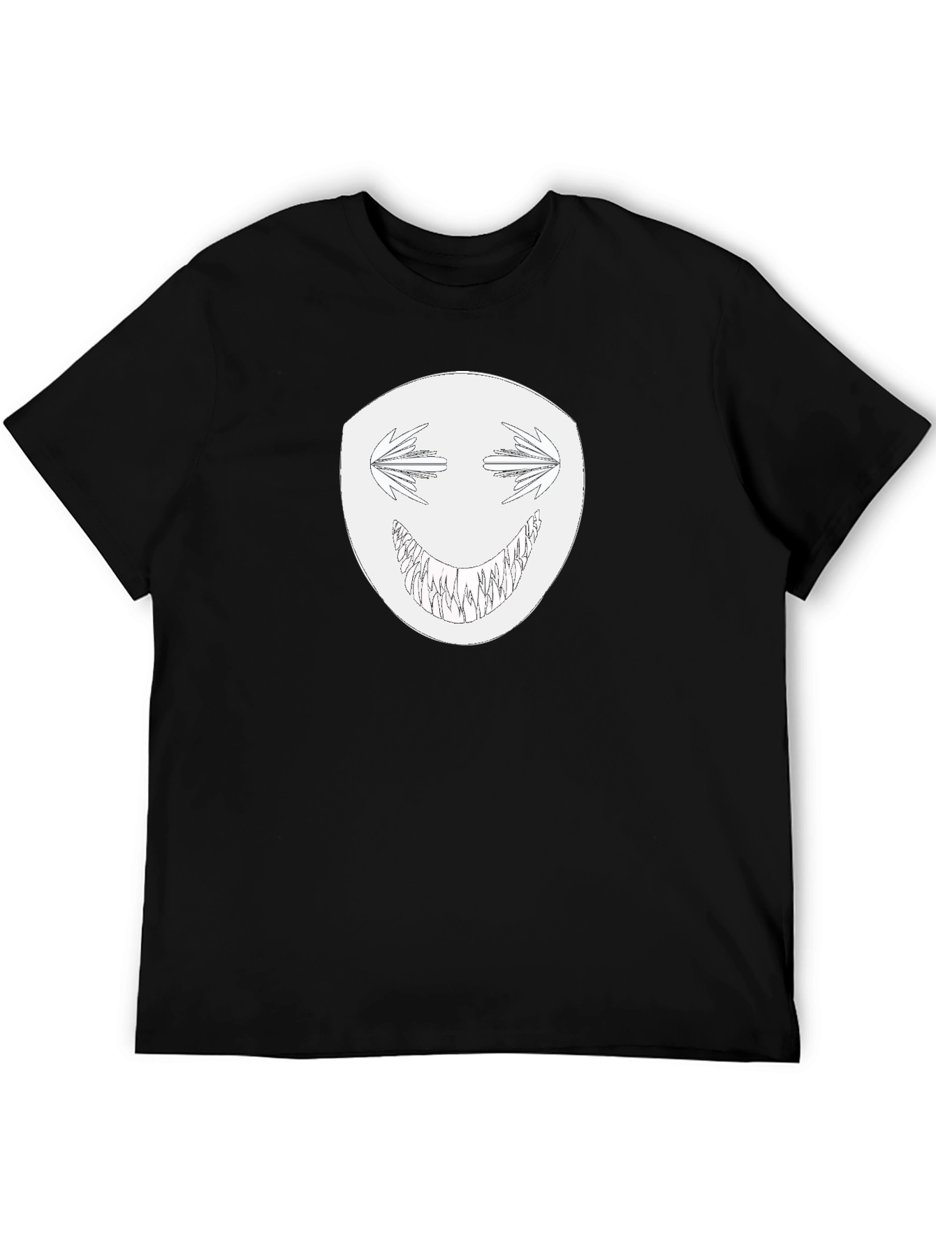 Mens Black T-Shirt with Creepy Grin Graphic