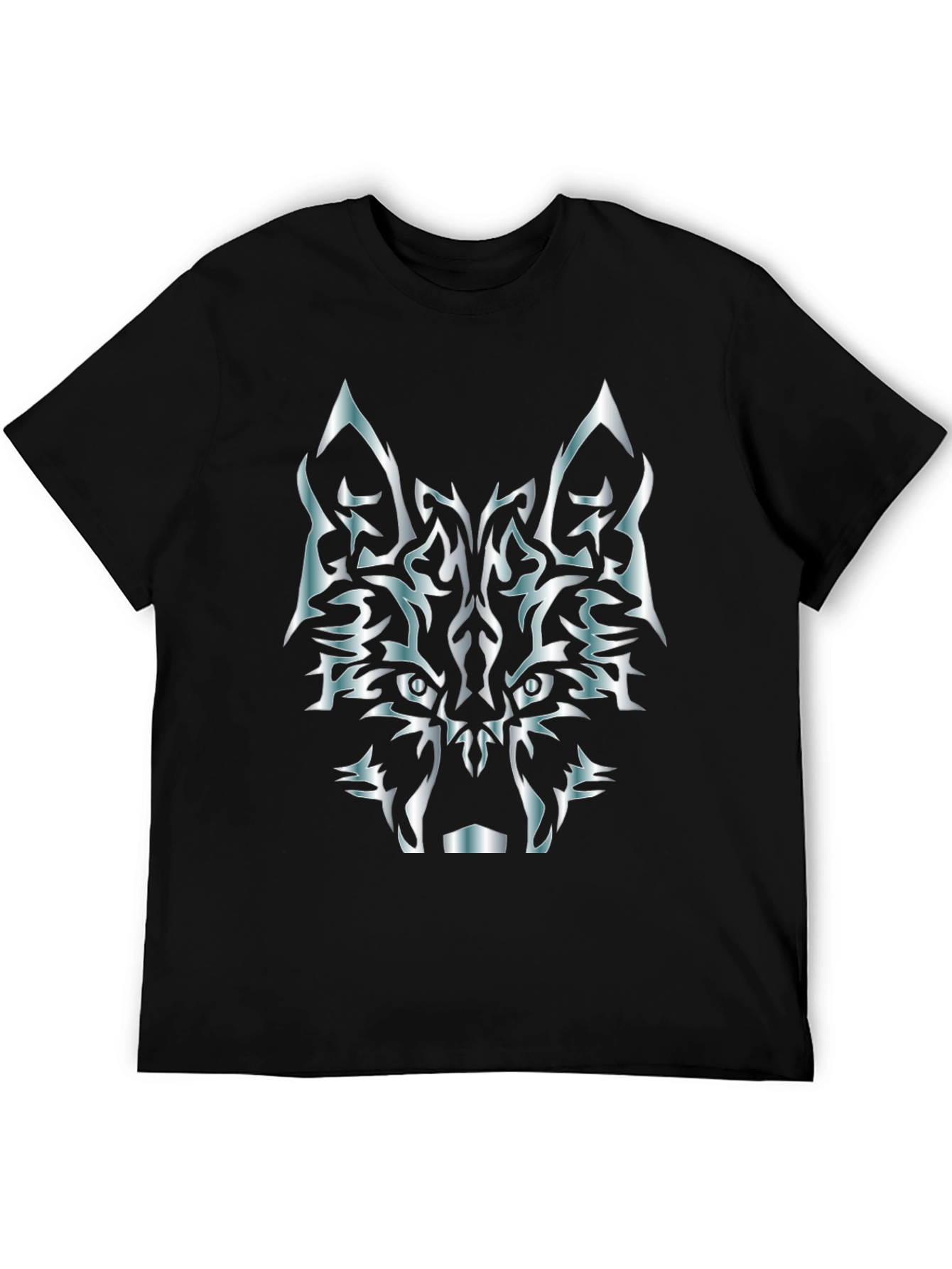 Tribal Wolf Graphic T-Shirt - Black