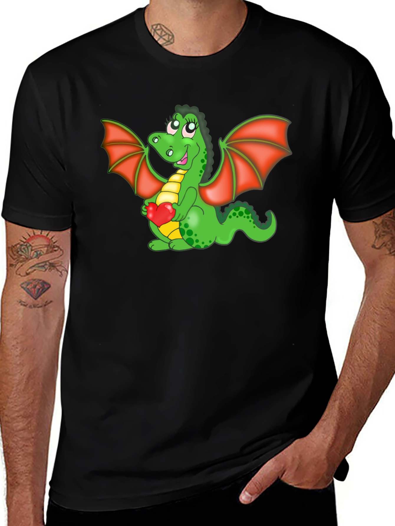 Cute Dragon Holding Heart T-Shirt