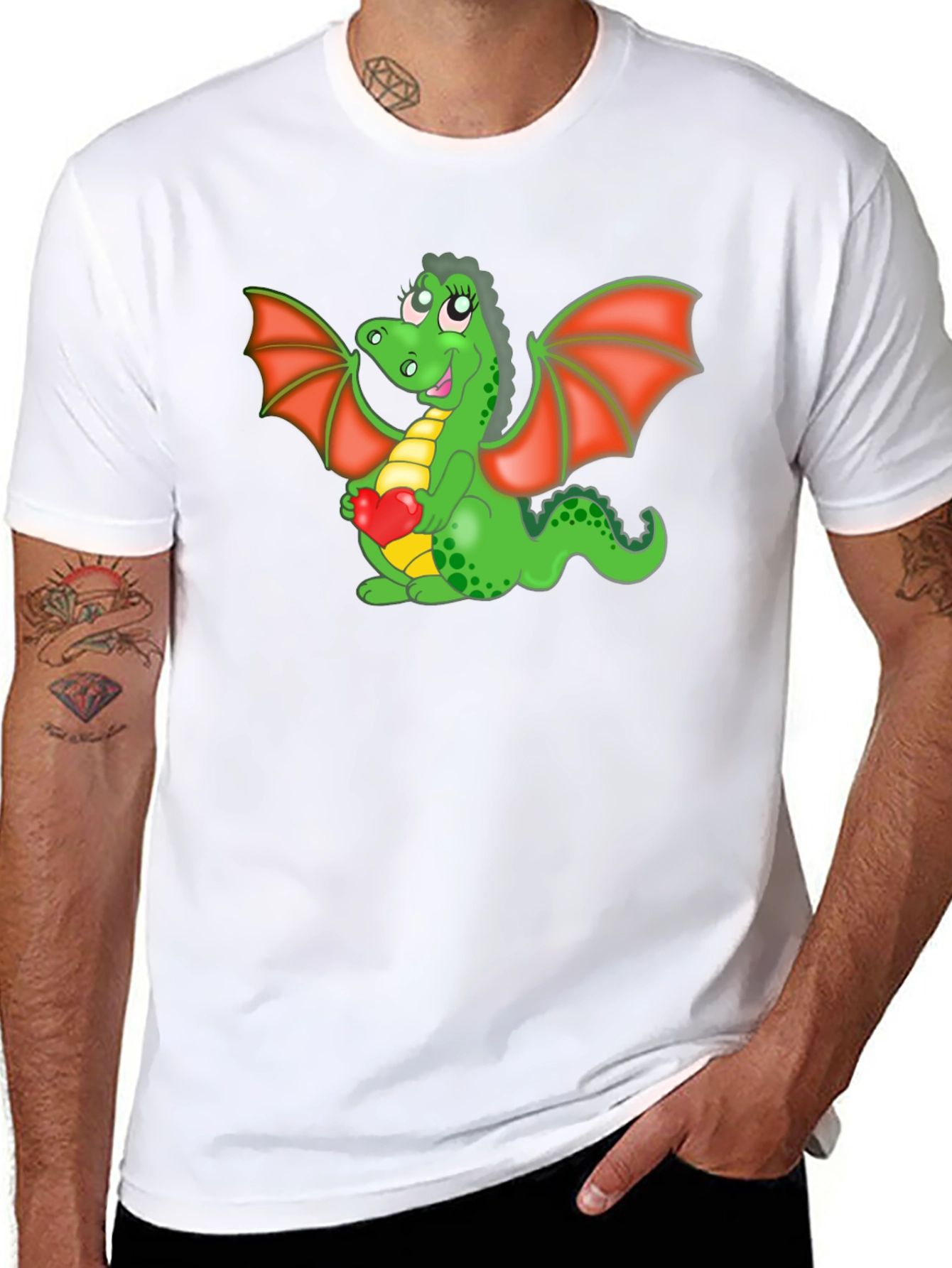 Cute Dragon Holding Heart T-Shirt