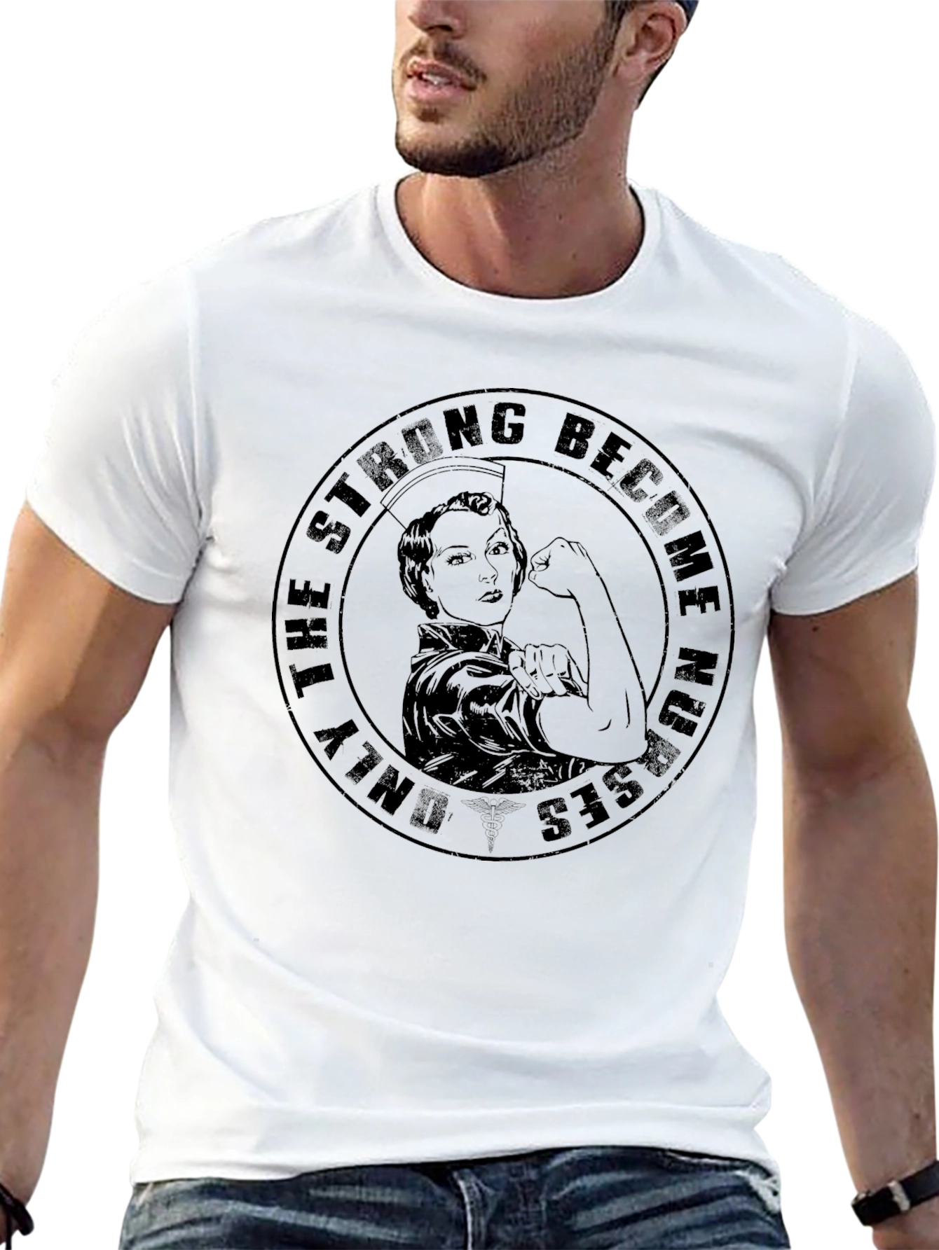 Strong Nurses Graphic Tee - Black Cotton T-Shirt
