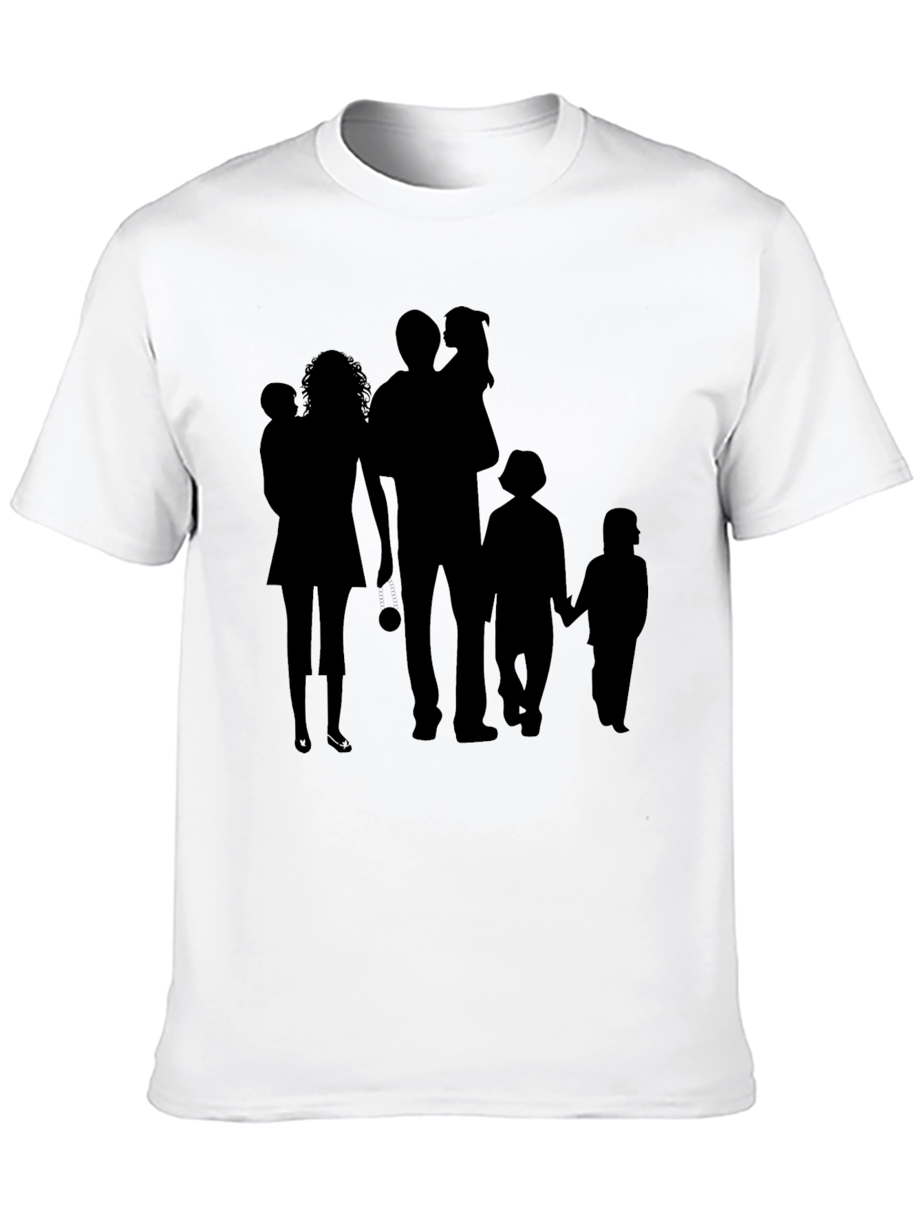 Family Silhouette Print Black T-Shirt