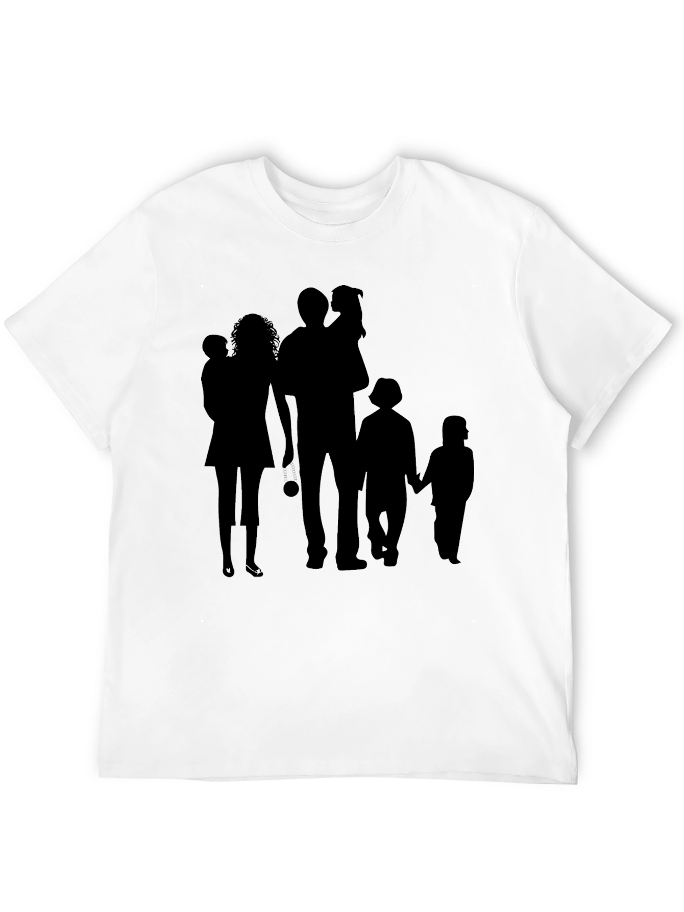 Family Silhouette Print Black T-Shirt