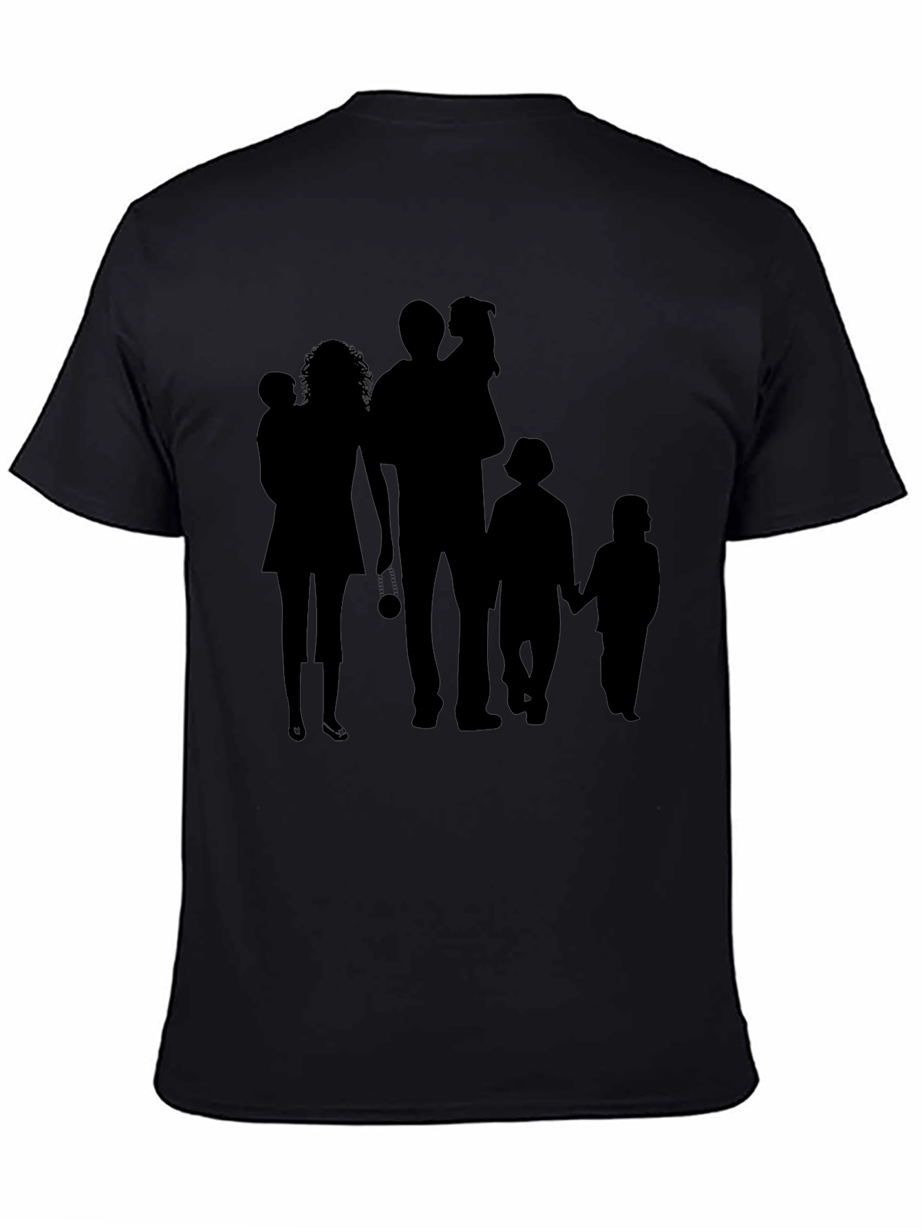 Family Silhouette Print Black T-Shirt