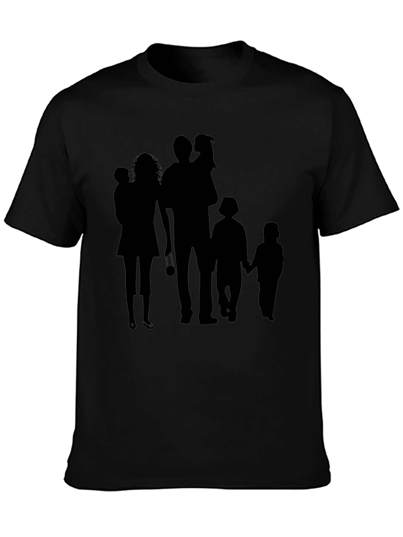 Family Silhouette Print Black T-Shirt