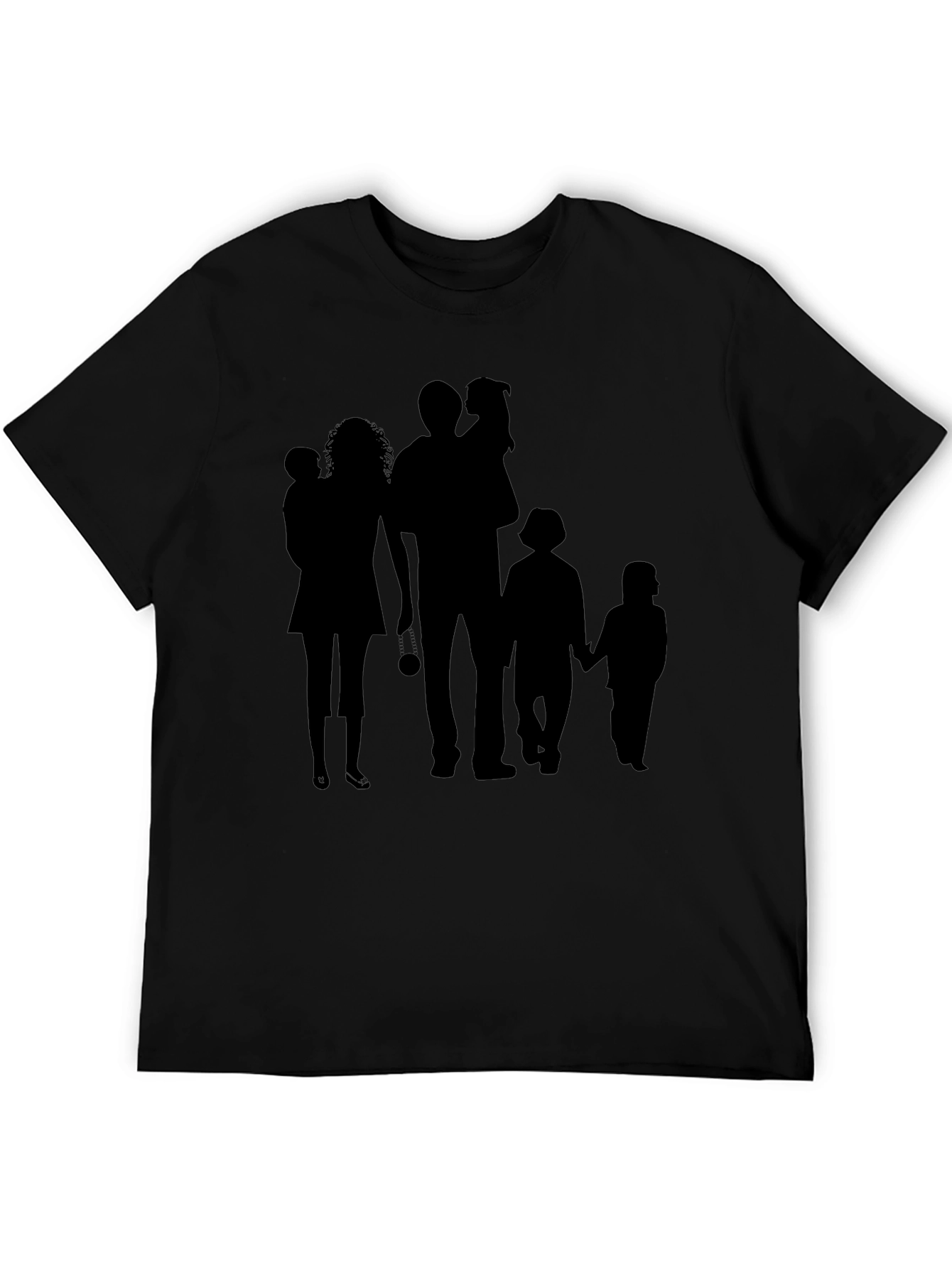 Family Silhouette Print Black T-Shirt