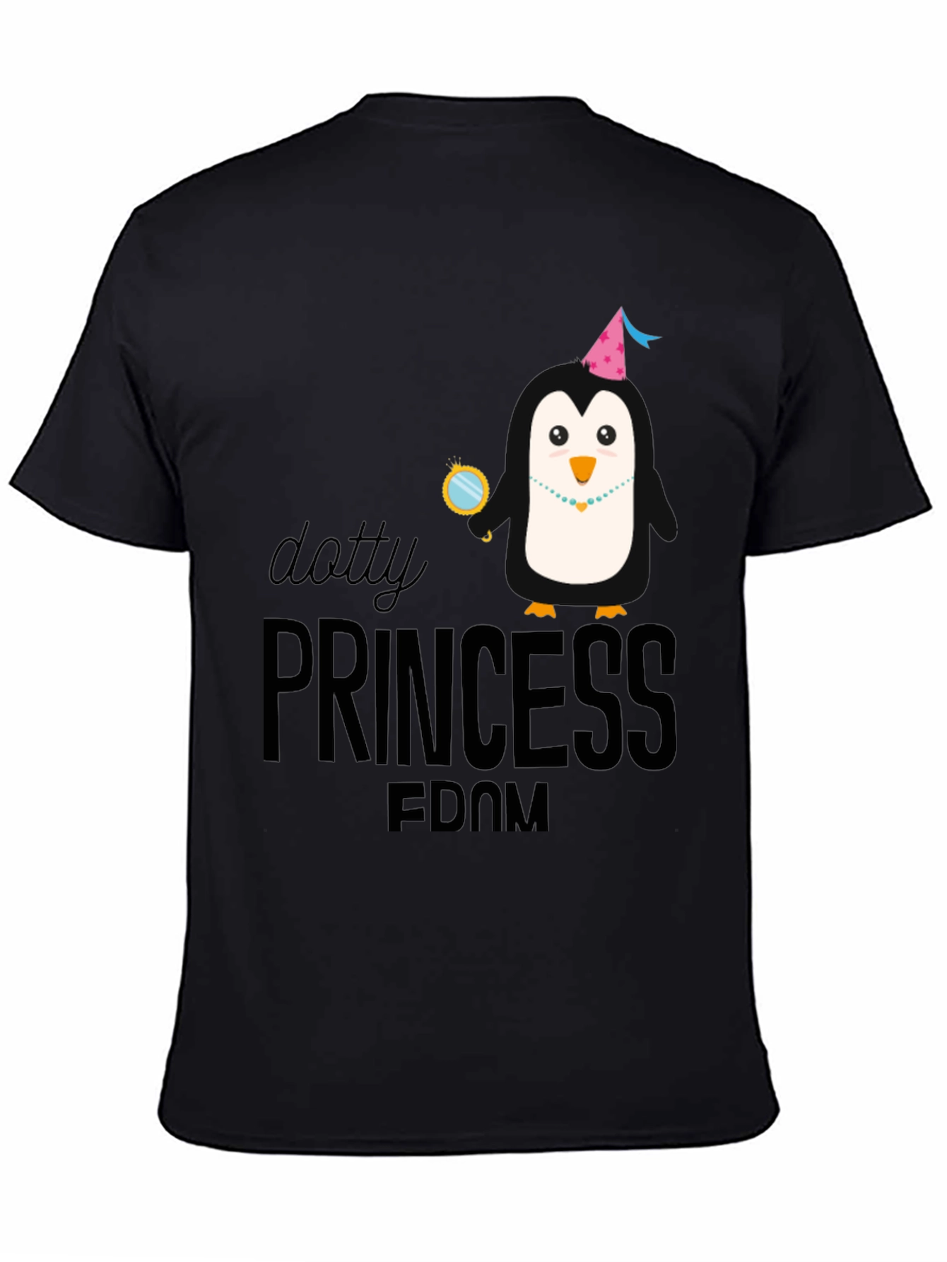 Dotty Princess Penguin Black T-Shirt