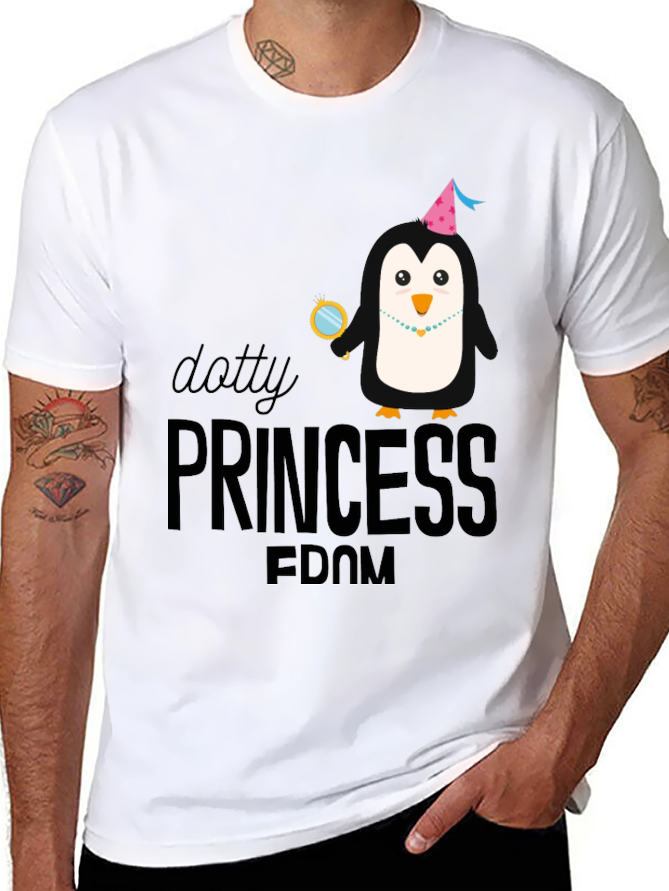 Dotty Princess Penguin Black T-Shirt