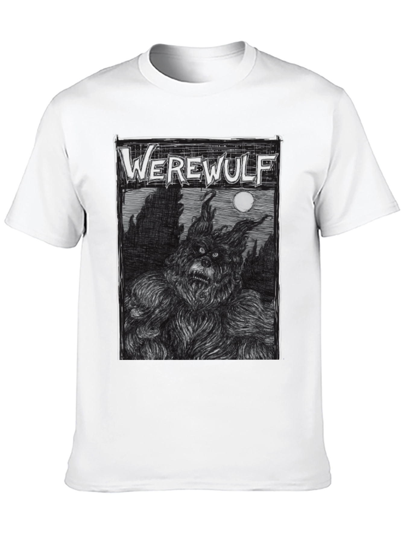 Werewolf Graphic Print Black T-Shirt