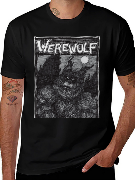 Werewolf Graphic Print Black T-Shirt