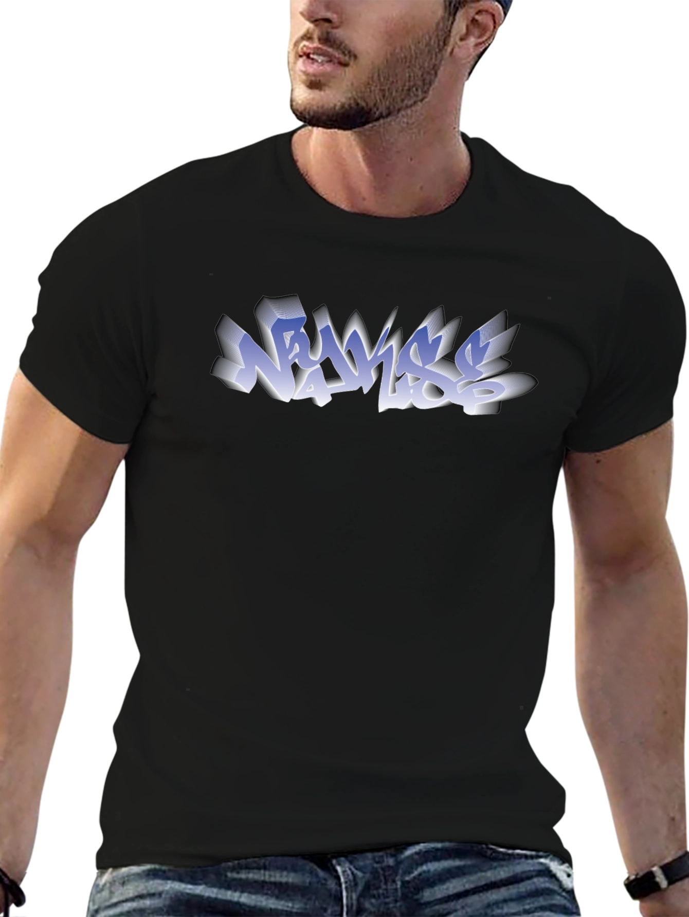 Graffiti Style Graphic T-Shirt - Black