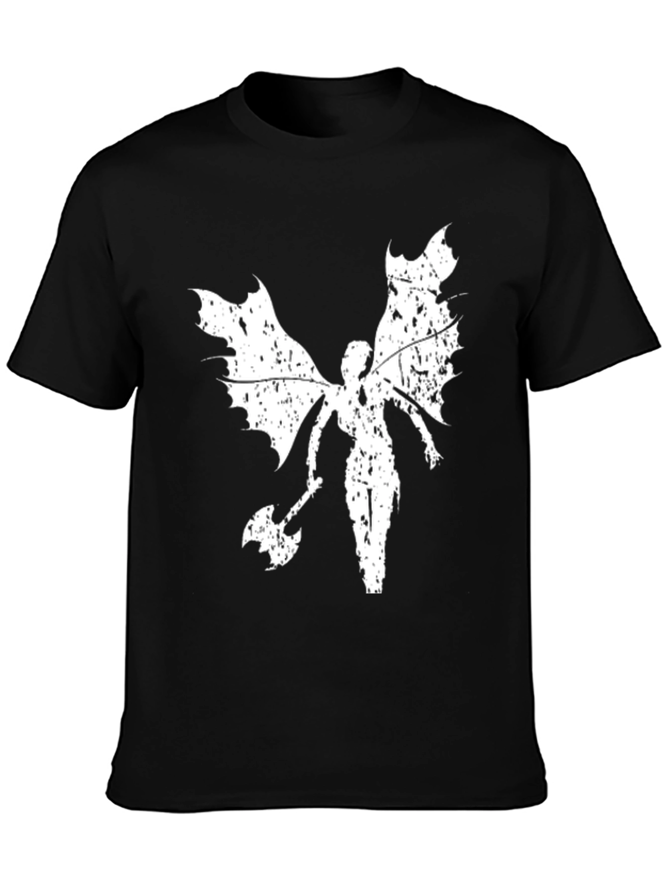 Winged Warrior Graphic Tee - Black Cotton T-Shirt
