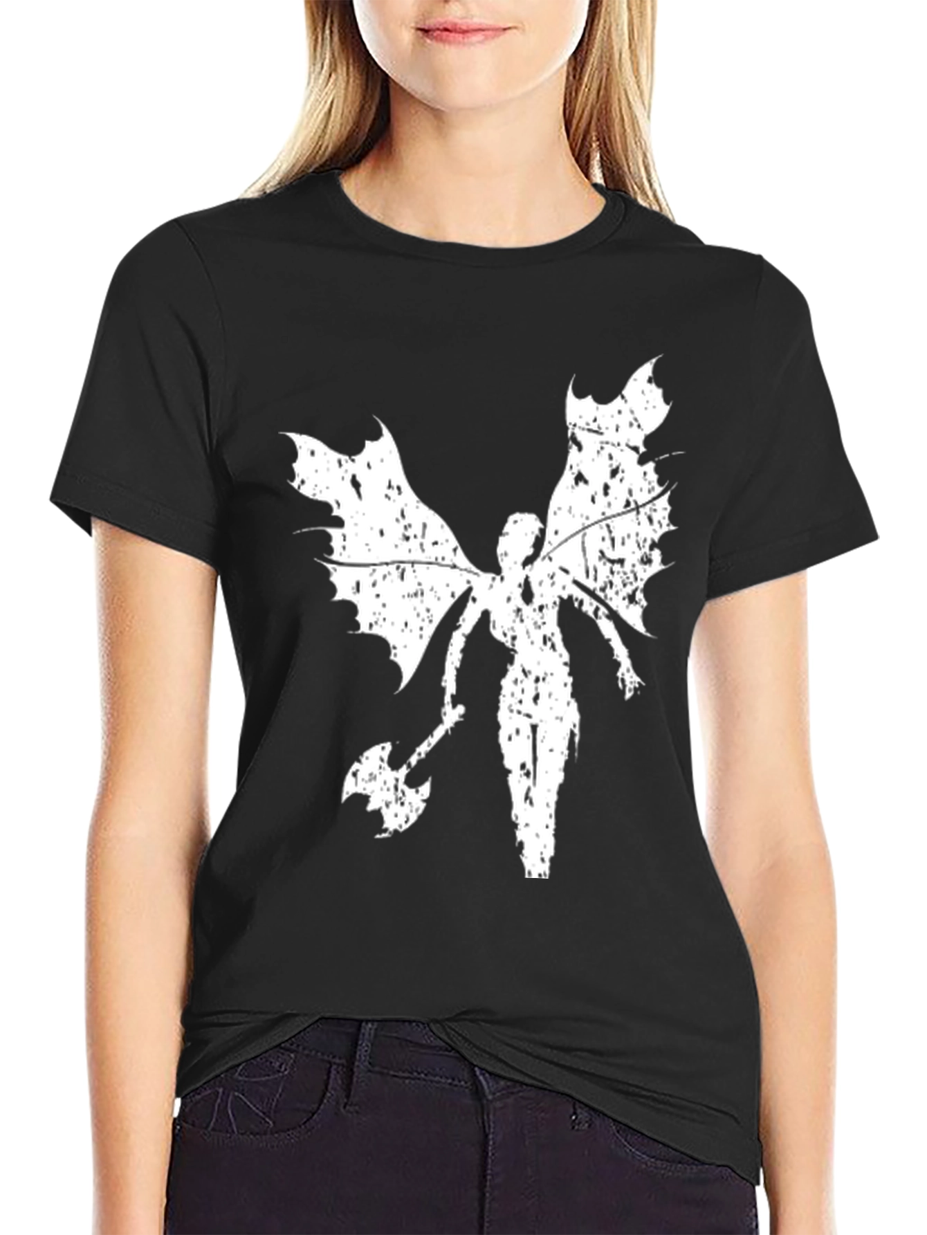 Winged Warrior Graphic Tee - Black Cotton T-Shirt