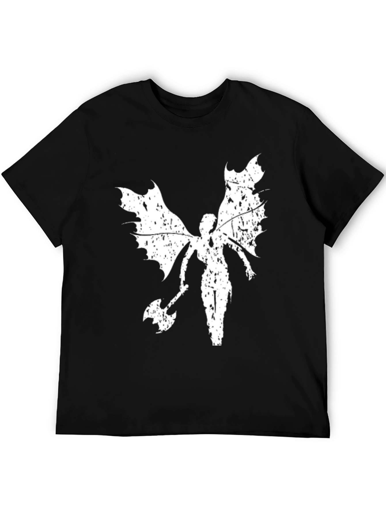 Winged Warrior Graphic Tee - Black Cotton T-Shirt