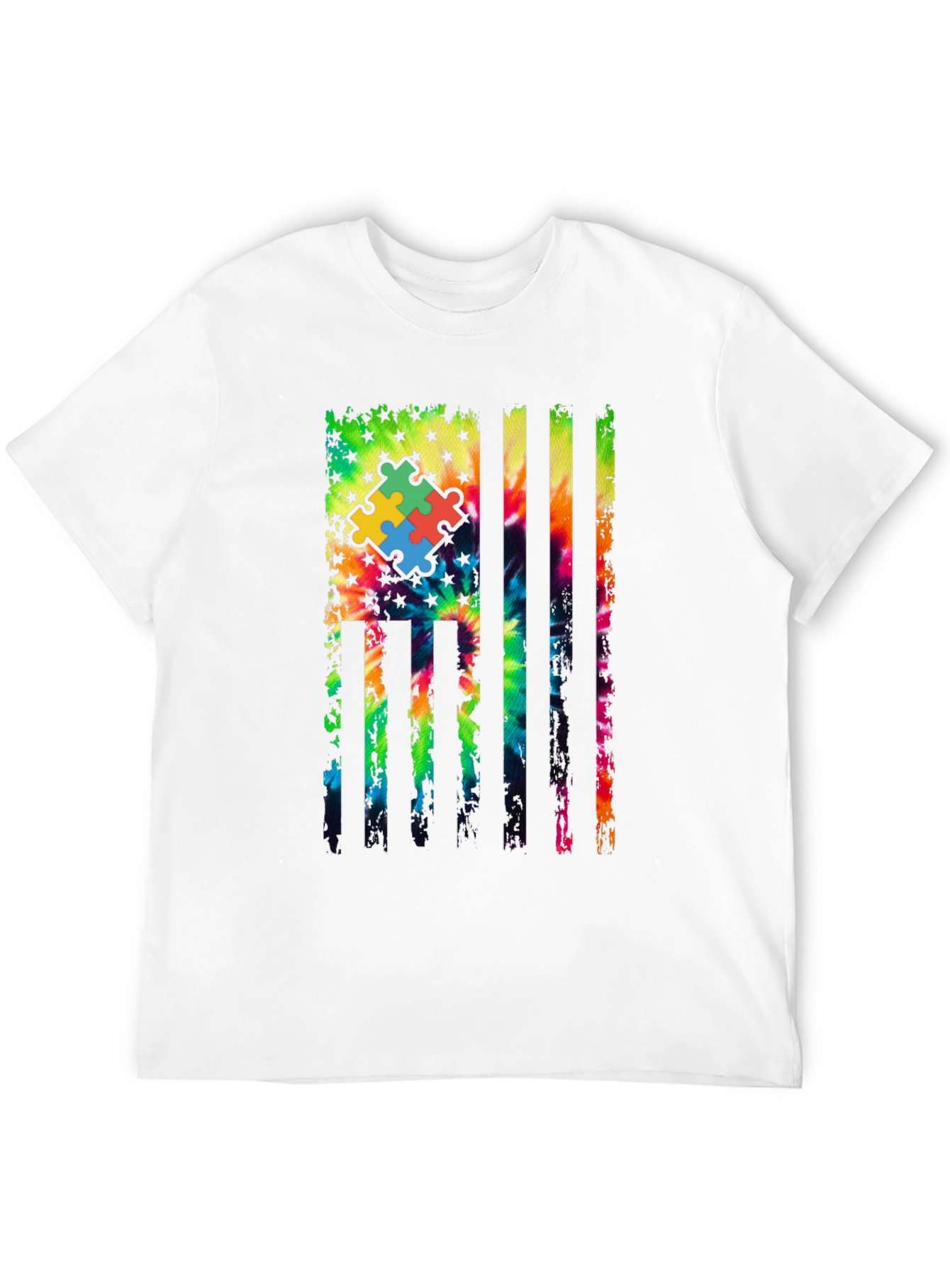 Autism Awareness Tie Dye Flag T-Shirt