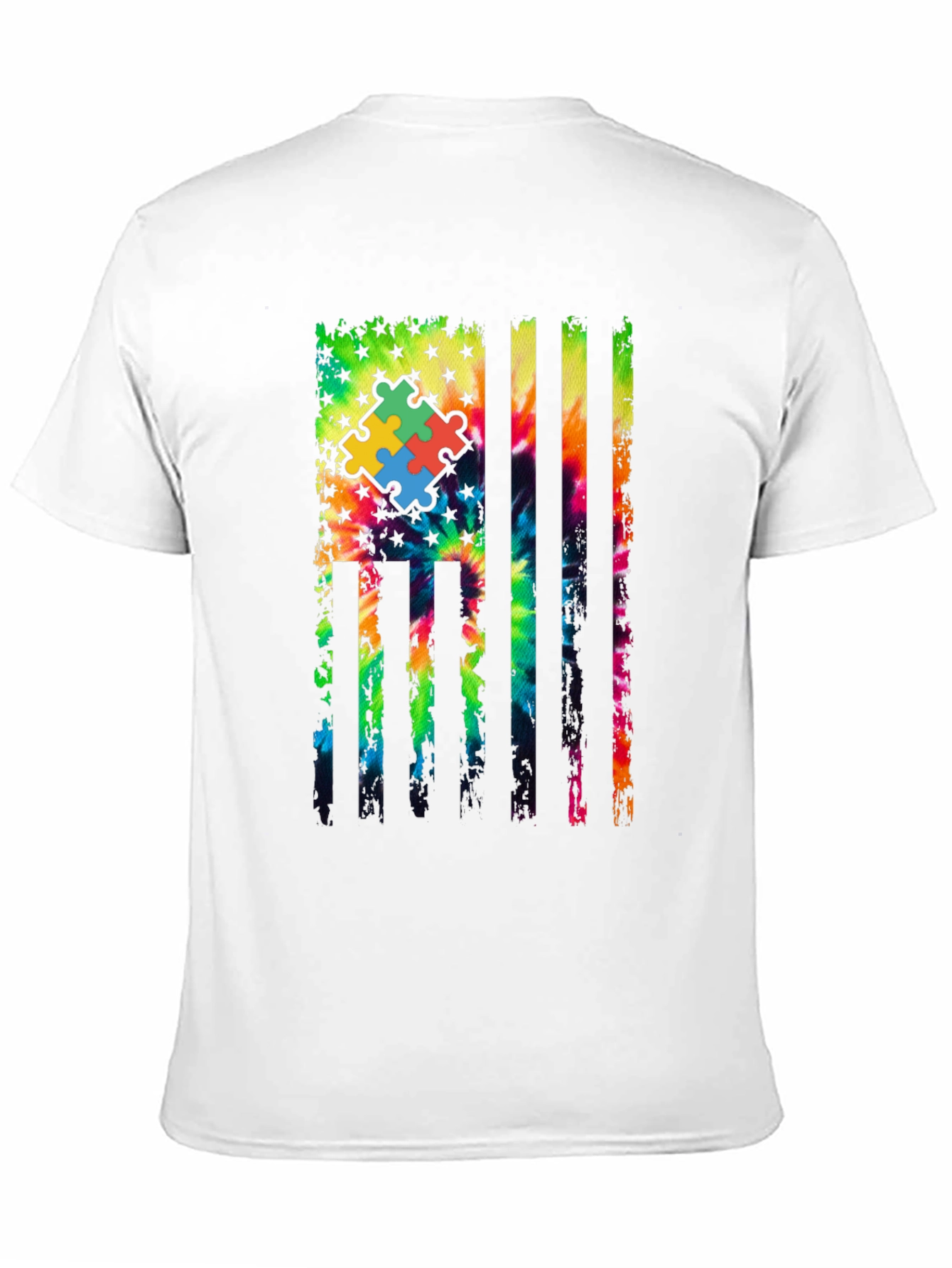 Autism Awareness Tie Dye Flag T-Shirt