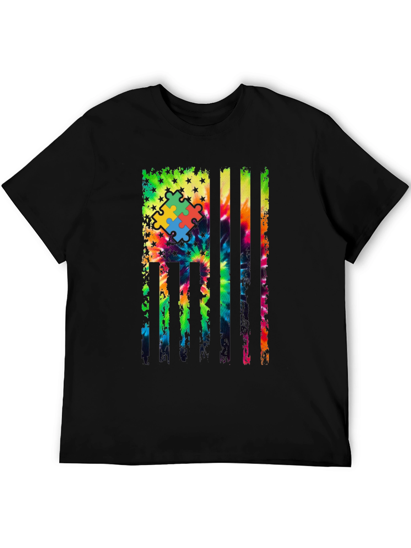 Autism Awareness Tie Dye Flag T-Shirt