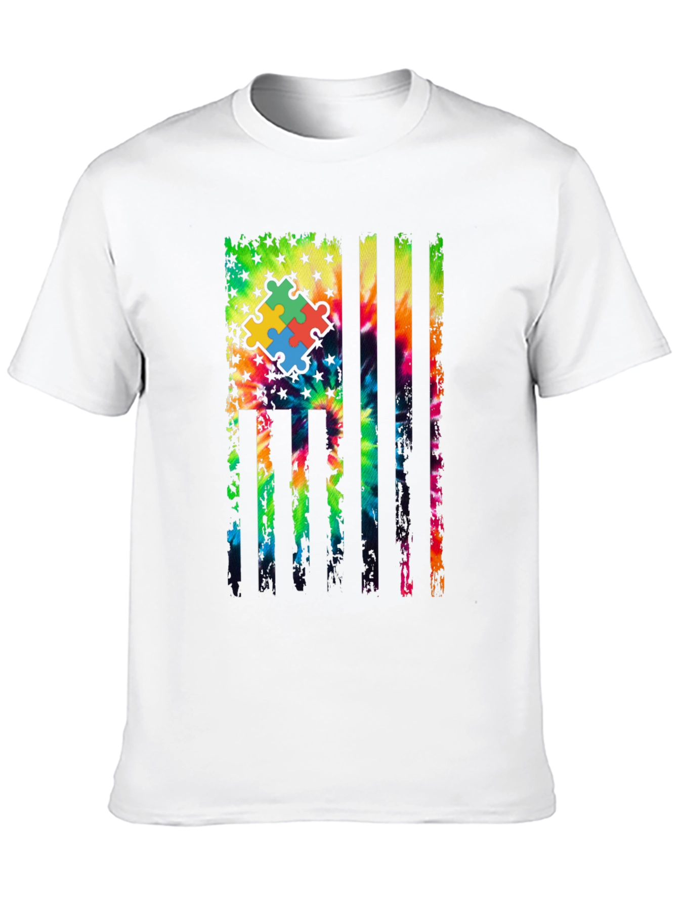 Autism Awareness Tie Dye Flag T-Shirt