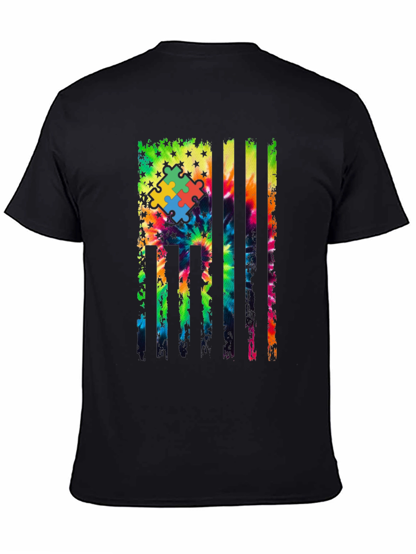 Autism Awareness Tie Dye Flag T-Shirt