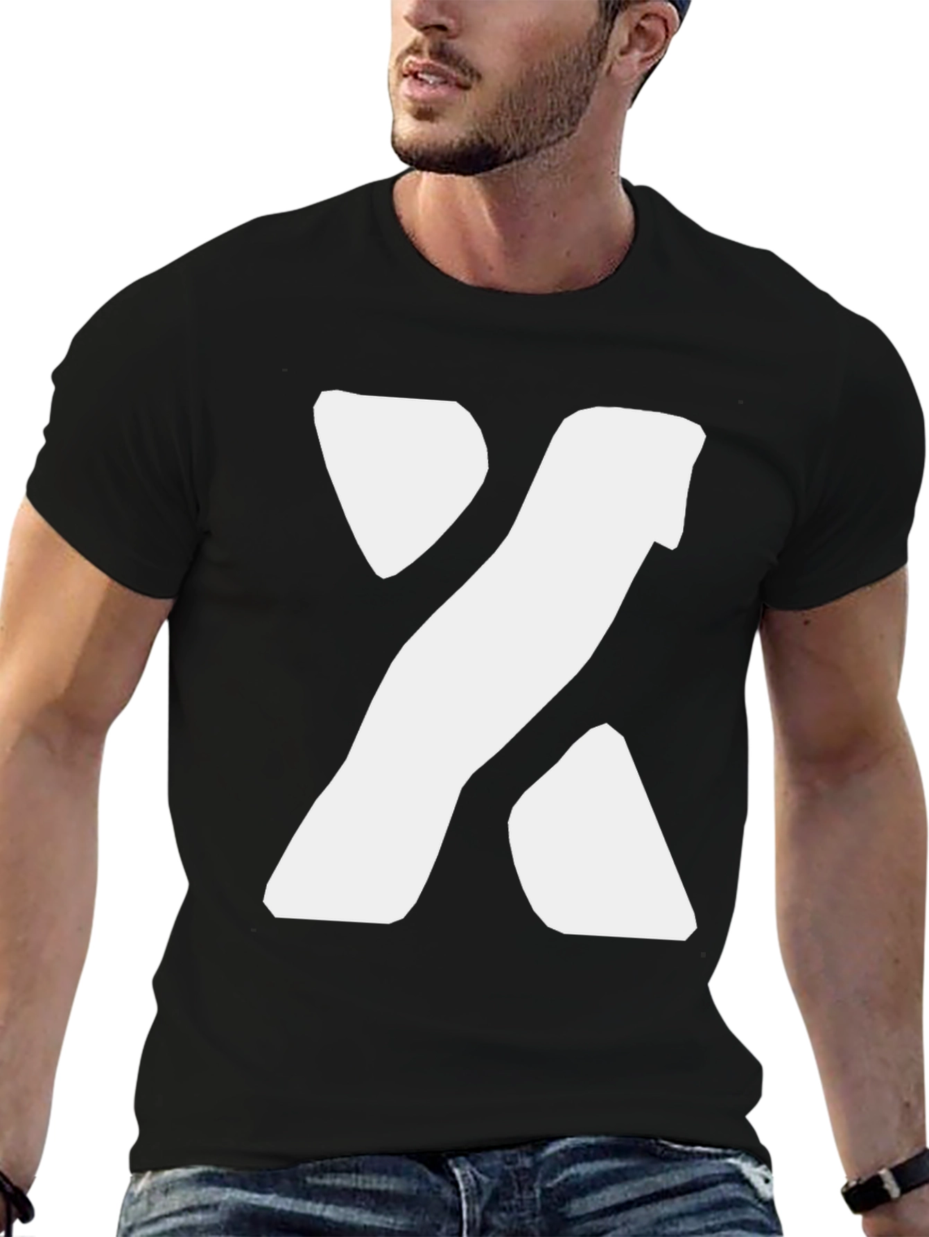 Bold X Graphic Tee - Black Cotton Blend
