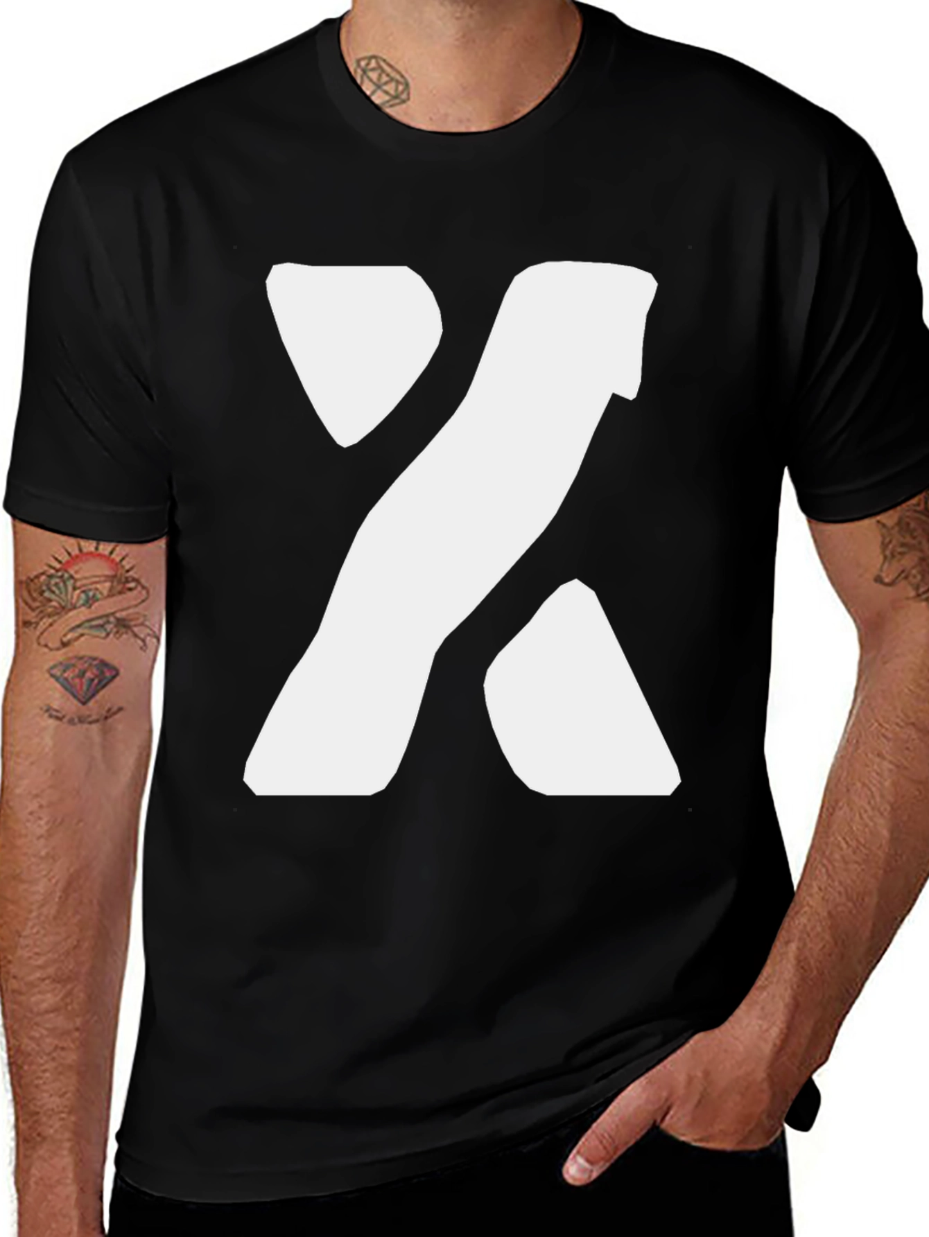 Bold X Graphic Tee - Black Cotton Blend