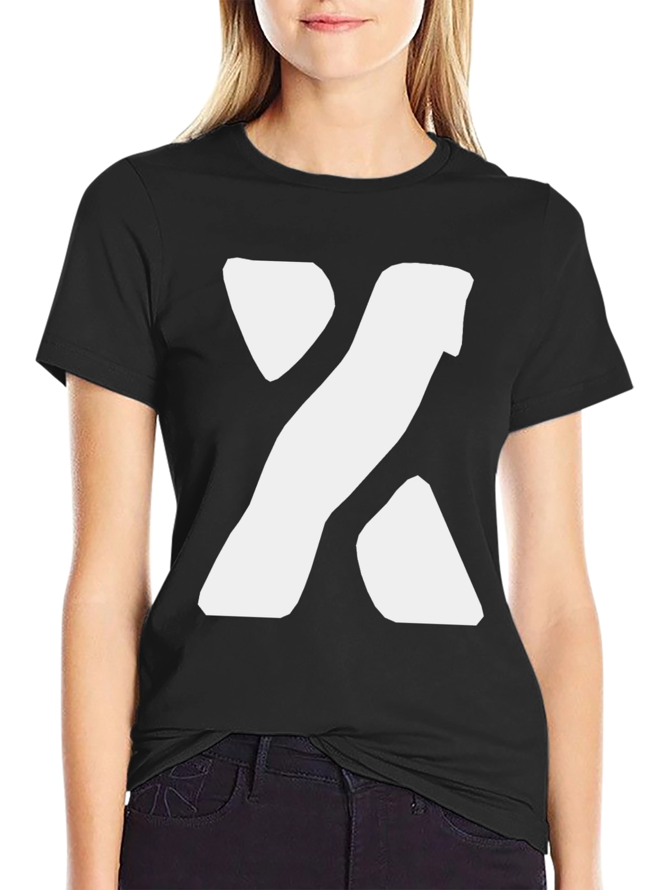 Bold X Graphic Tee - Black Cotton Blend