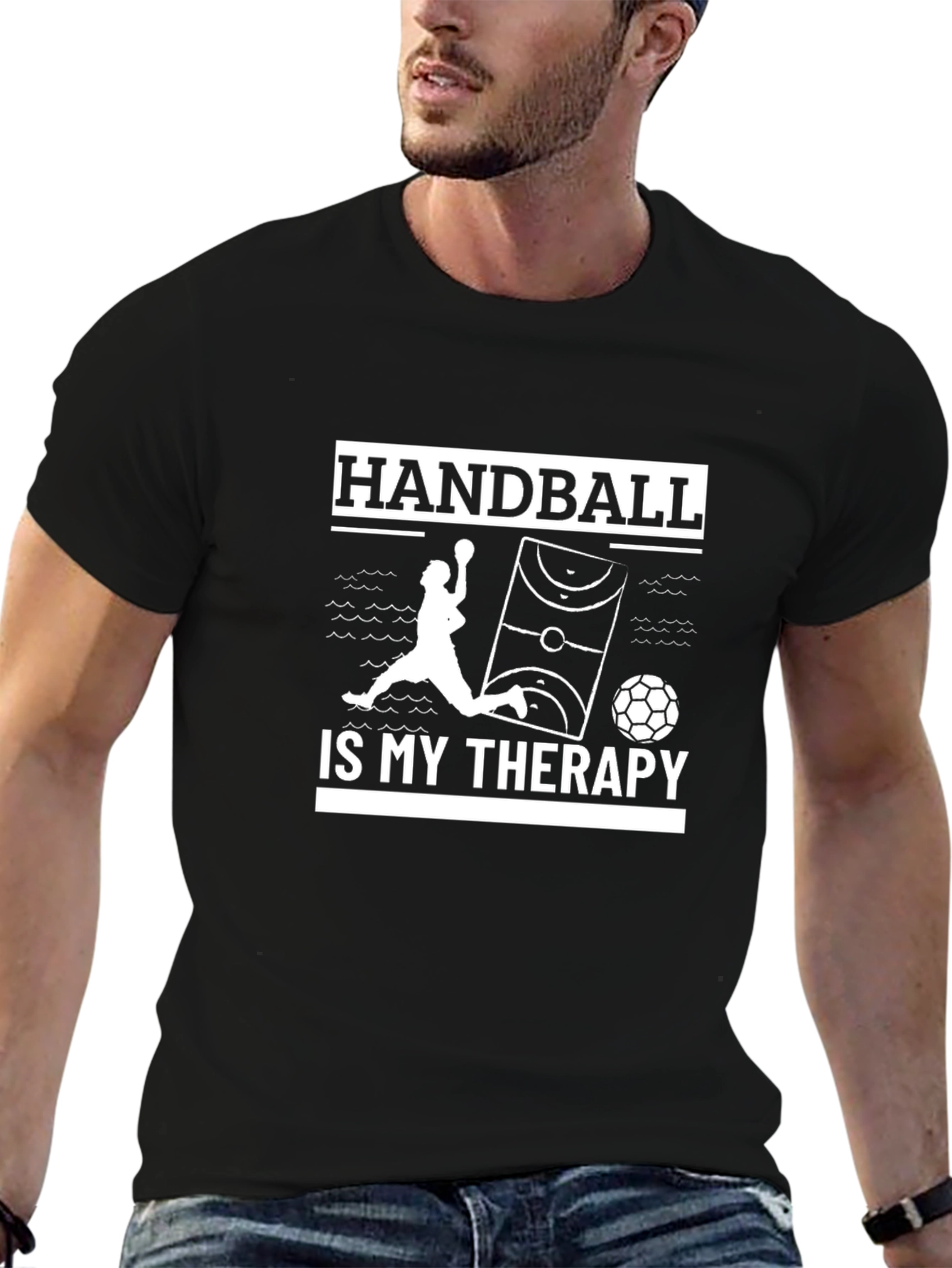 Handball Therapy T-Shirt - Black Cotton Graphic Tee