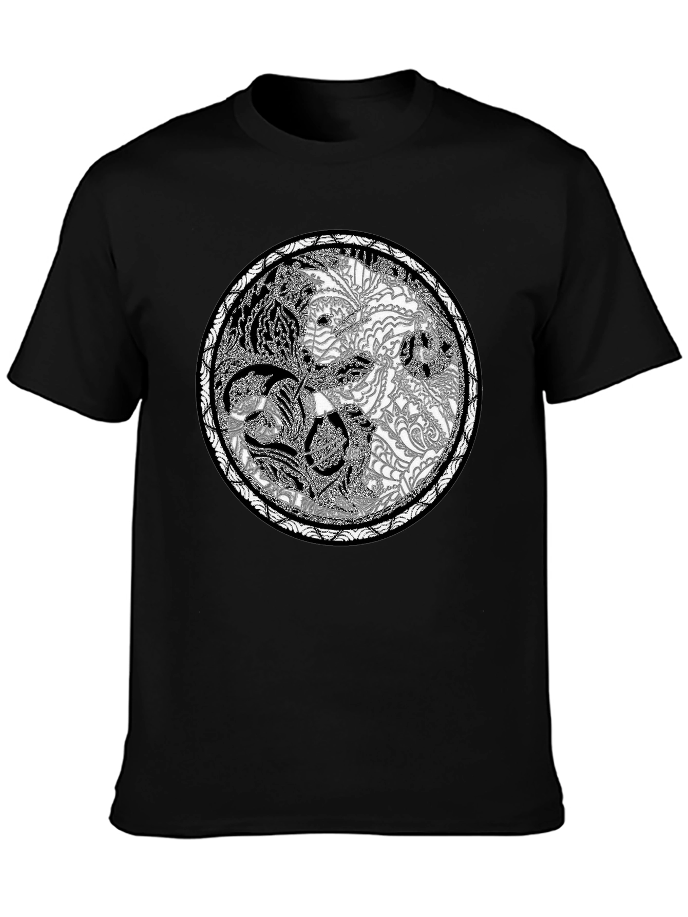 Yin Yang Tiger Print Crew Neck Tee