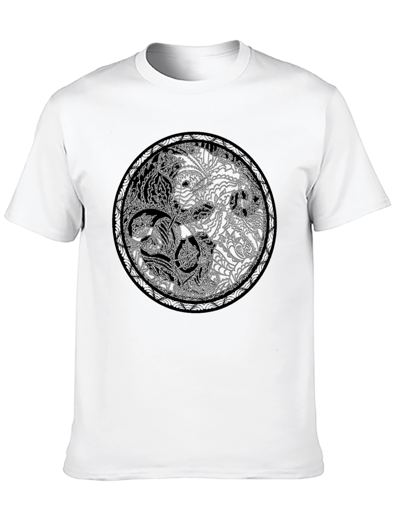Yin Yang Tiger Print Crew Neck Tee