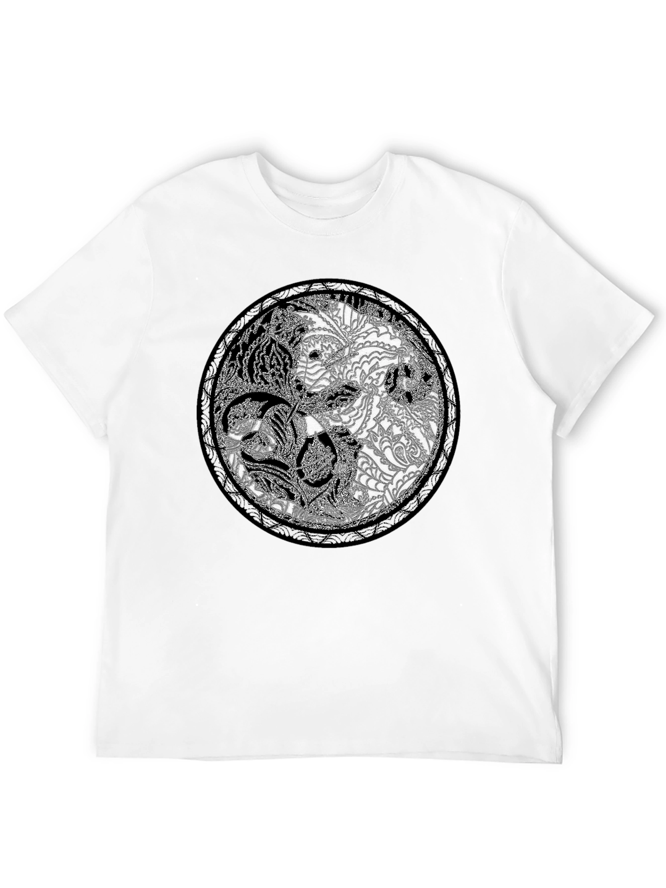 Yin Yang Tiger Print Crew Neck Tee