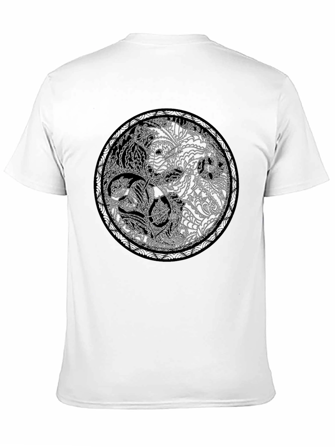 Yin Yang Tiger Print Crew Neck Tee