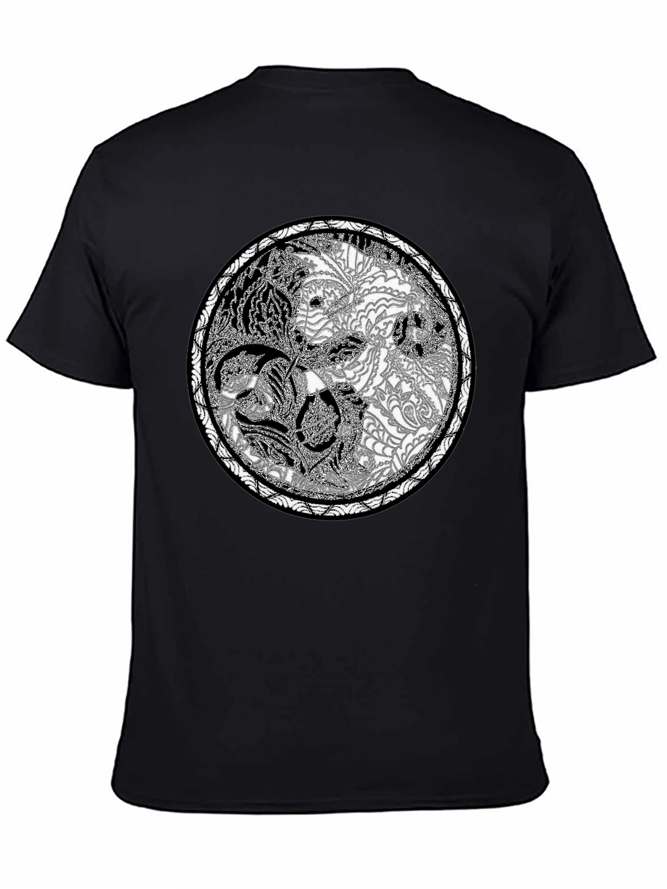 Yin Yang Tiger Print Crew Neck Tee