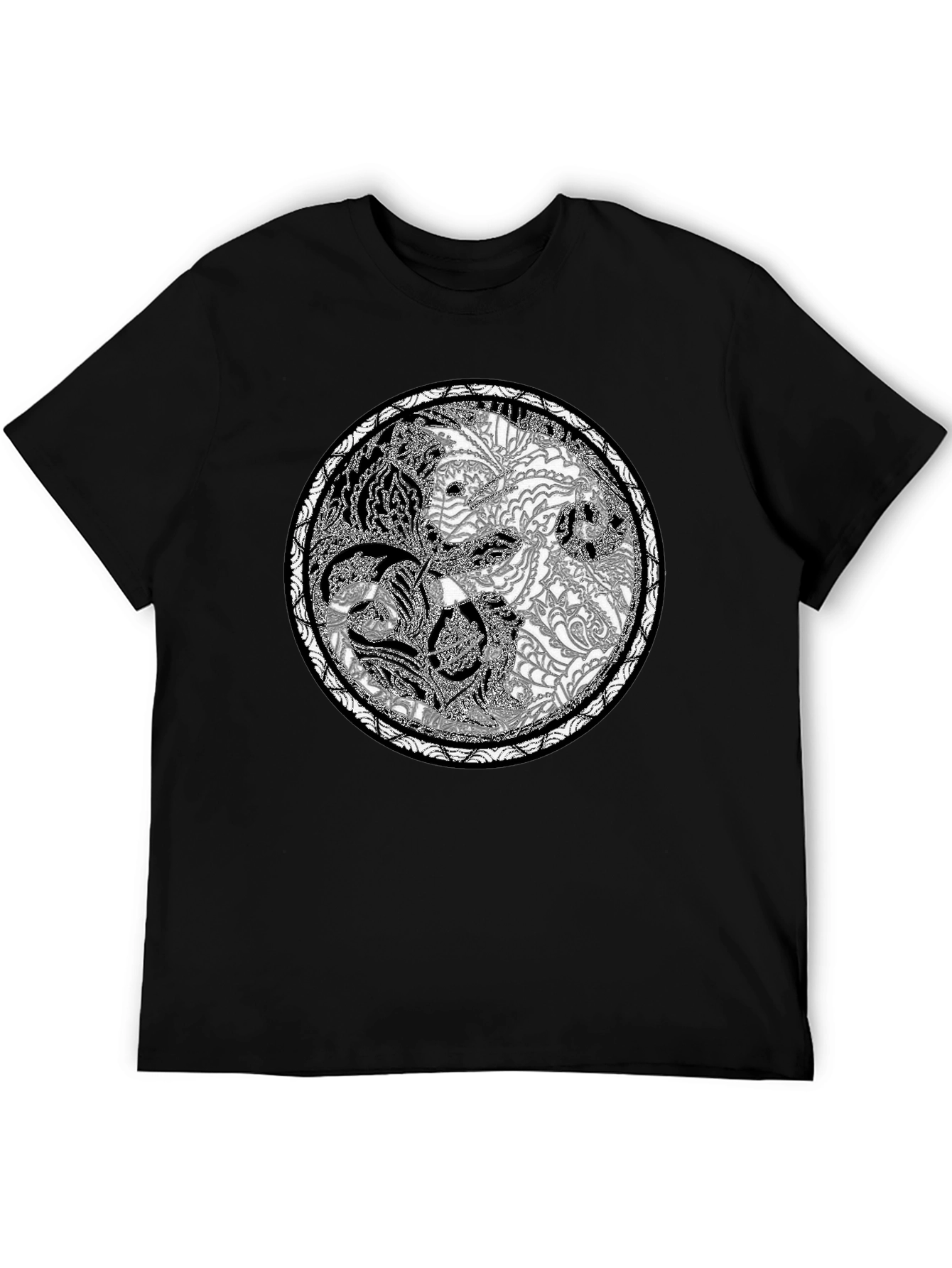 Yin Yang Tiger Print Crew Neck Tee
